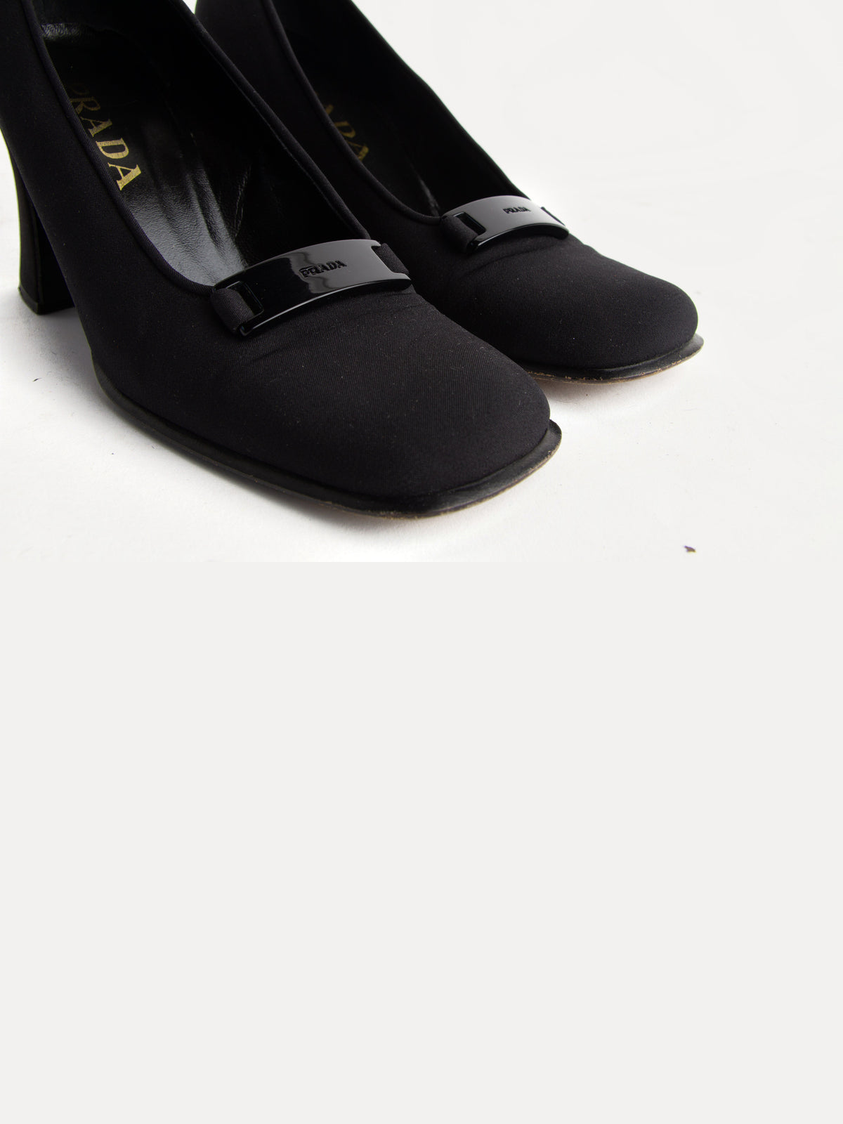 Vintage Prada 1999 Size 37 Nylon Squaretoe Pumps | Y2K Designer Heels Shoes