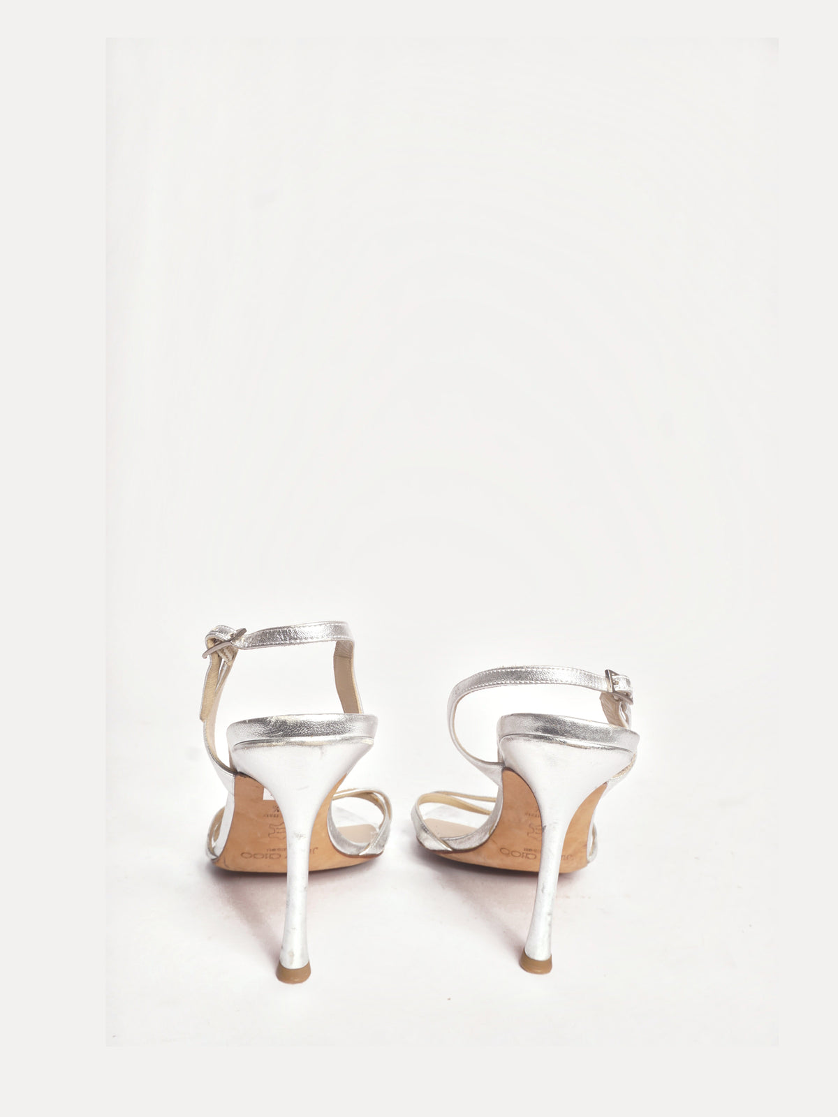 Jimmy Choo Silver Strappy Slingback Heels