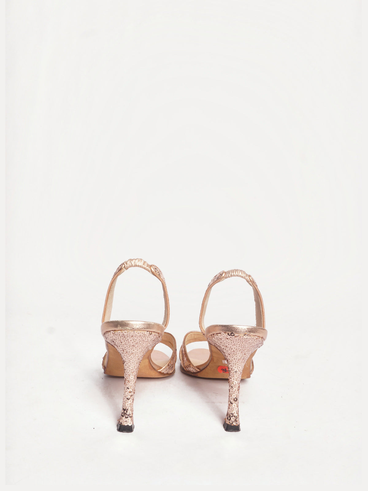 Manolo Blahnik Slingback Rose Gold Sequin Heels