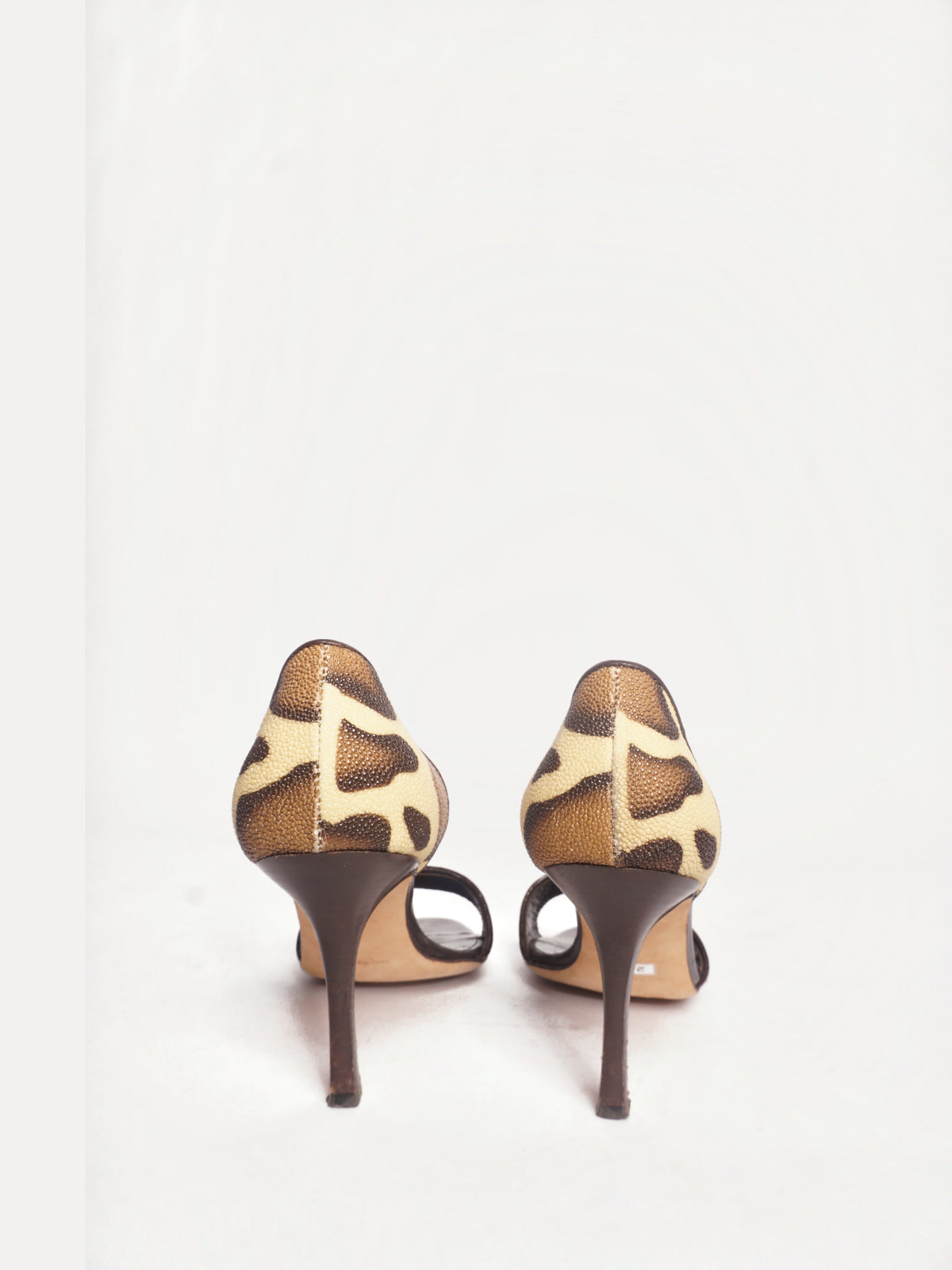 Manolo Blahnik Animal Print Peep Toe Heels