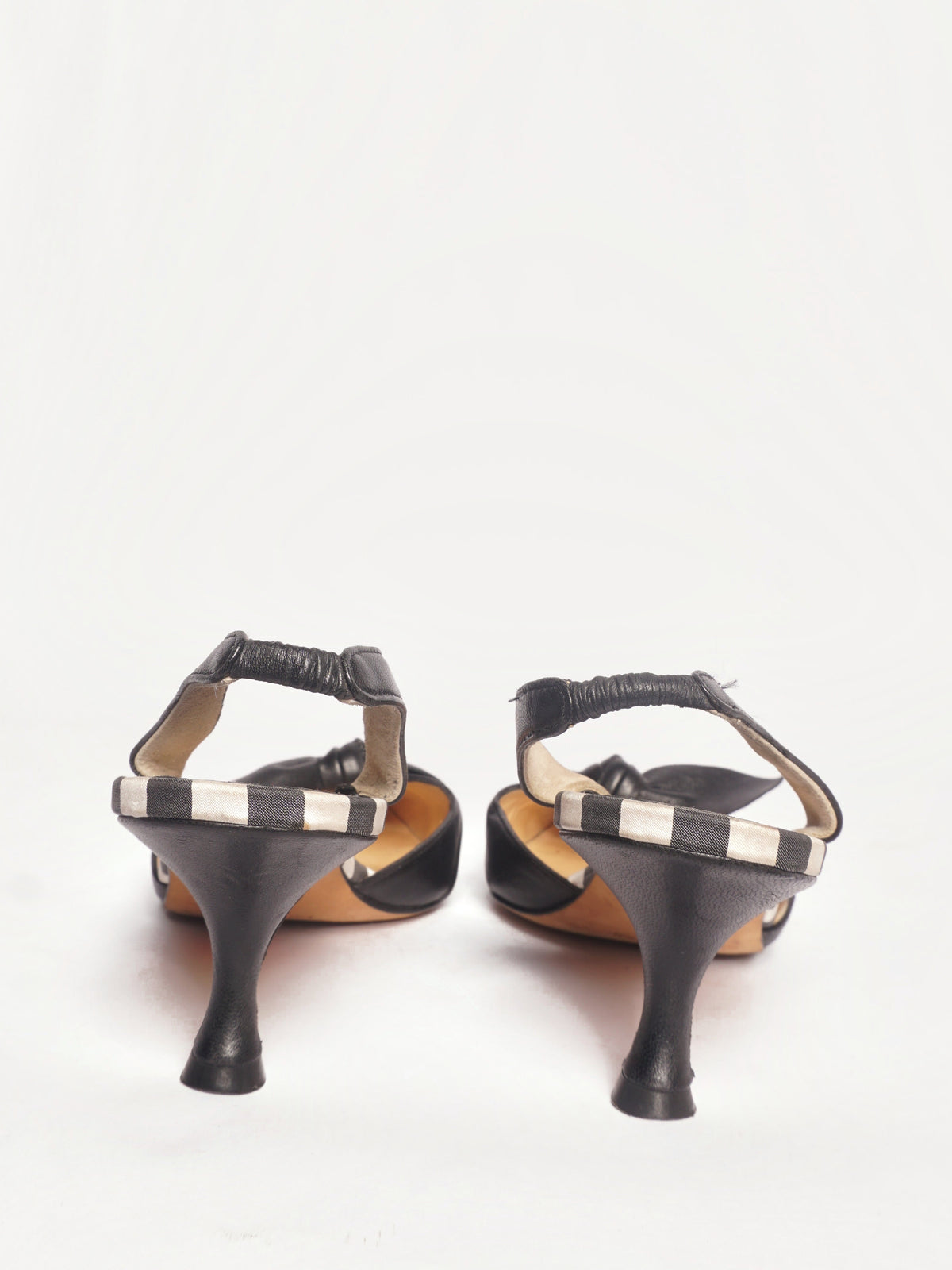 Manolo Blahnik Striped Bow Slingback Heels