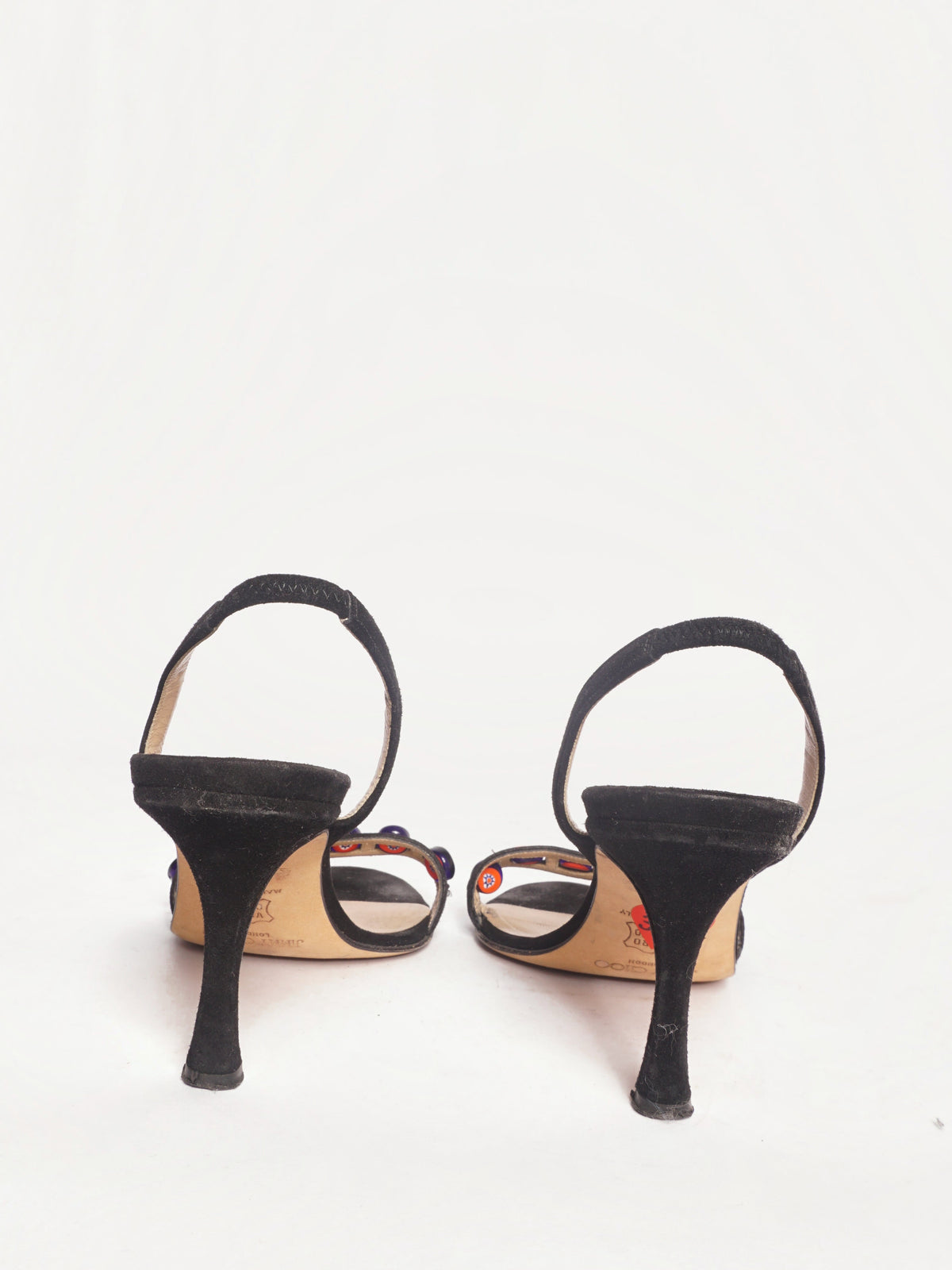Jimmy Choo Black Peep Toe Heels w/ Beads