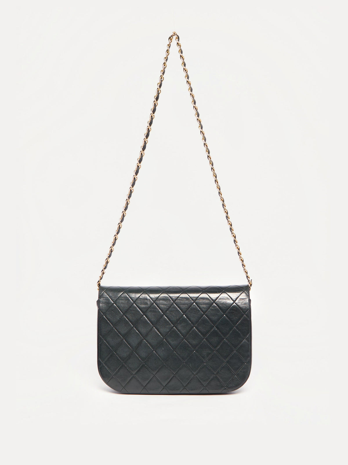 90's Chanel Black Lambskin Double Flap Crossbody Bag