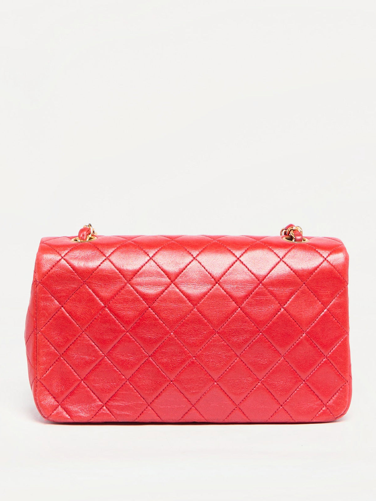 90's Chanel Small Red Flap Bag with 24K Hardware