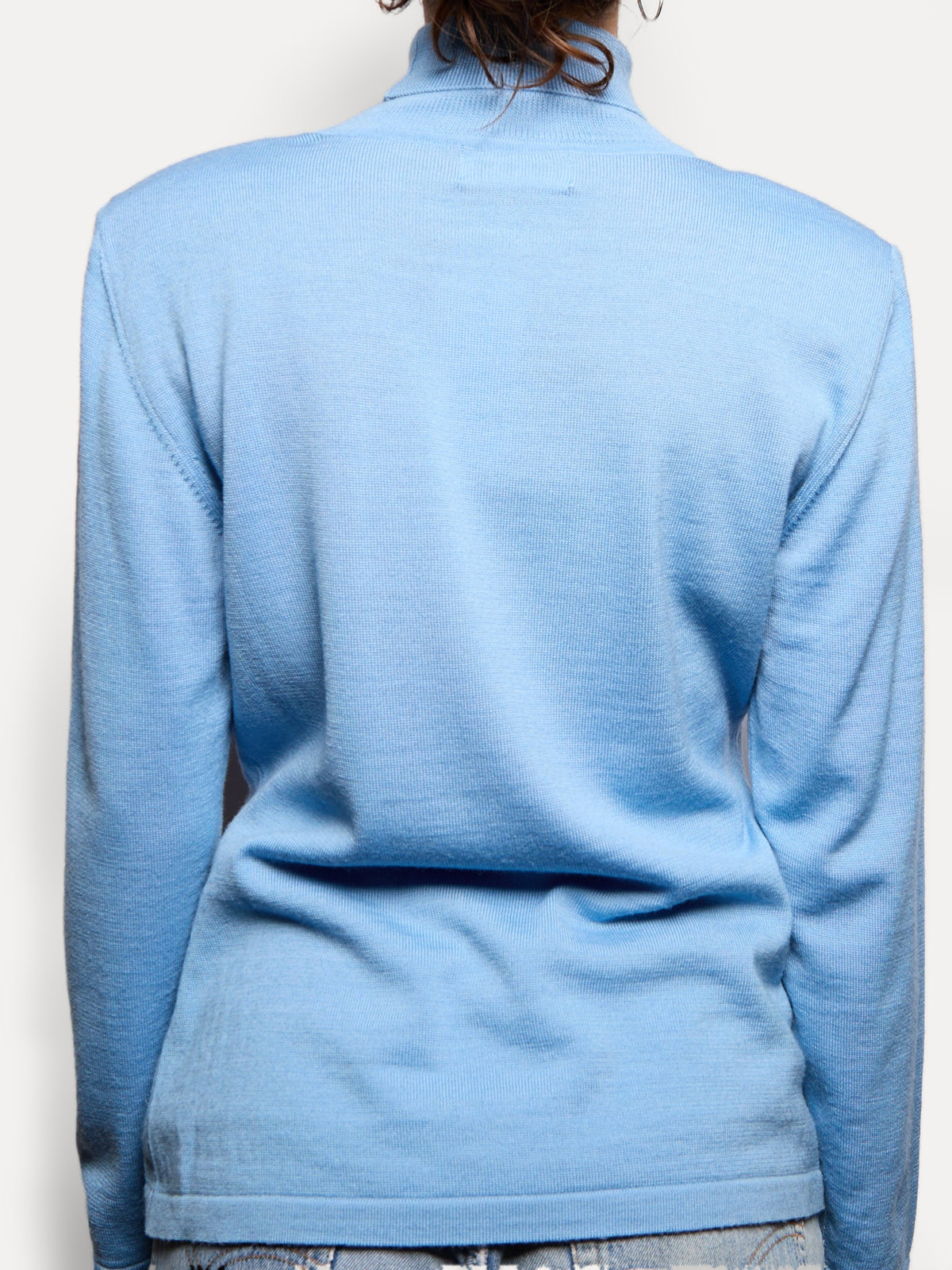 YSL Yves Saint Laurent Blue Knit Logo Top