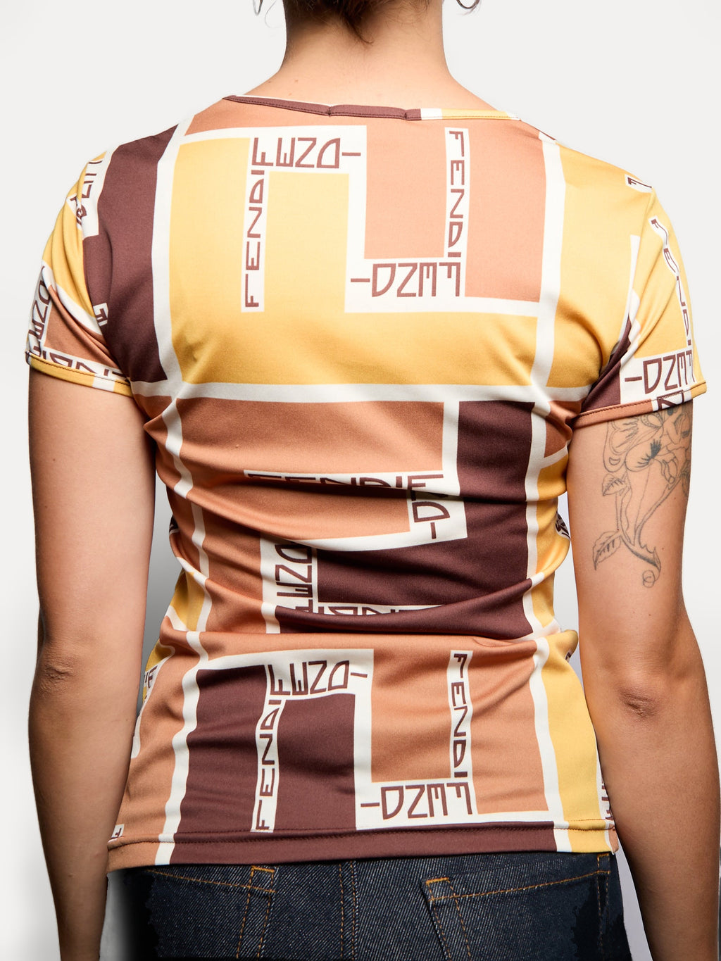Fendi Brown Yellow Zucca Pattern Shirt