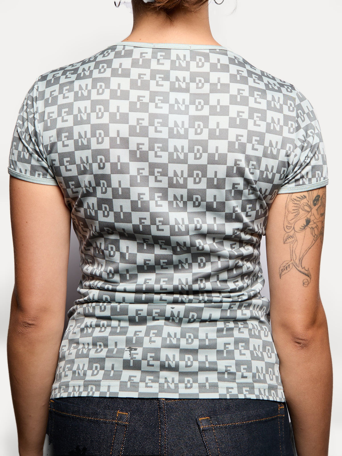 Fendi Grey Monogram Short Sleeve Top