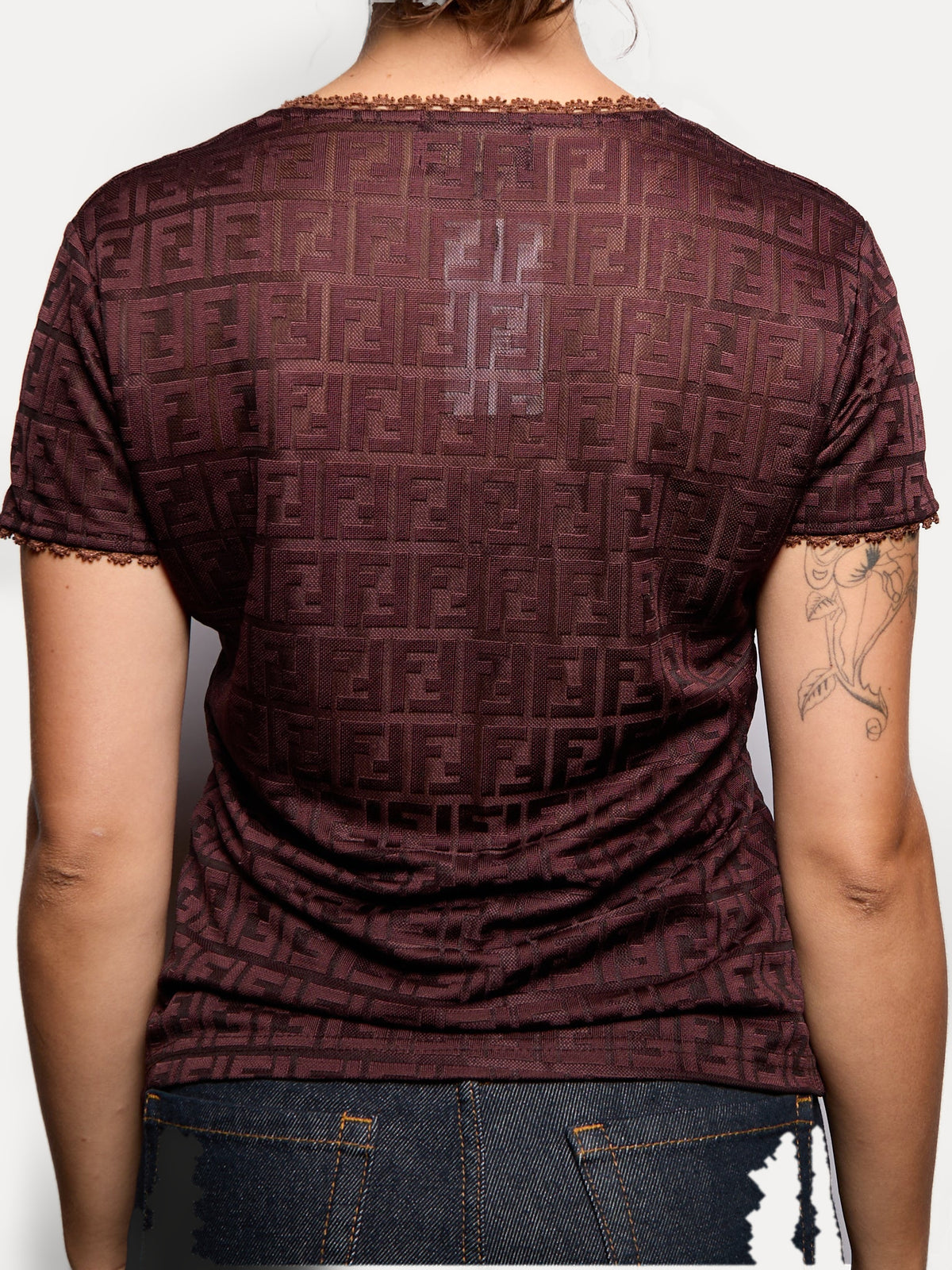 90's Fendi Brown Monogram Logo Top