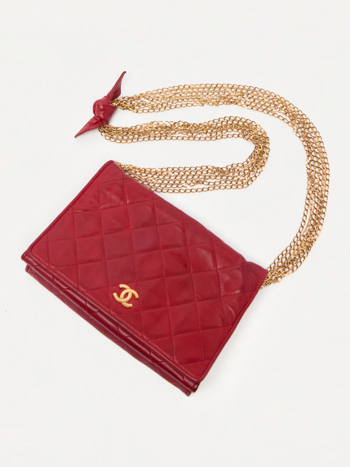Chanel Red Matelasse Lambskin CC Shoulder Bag