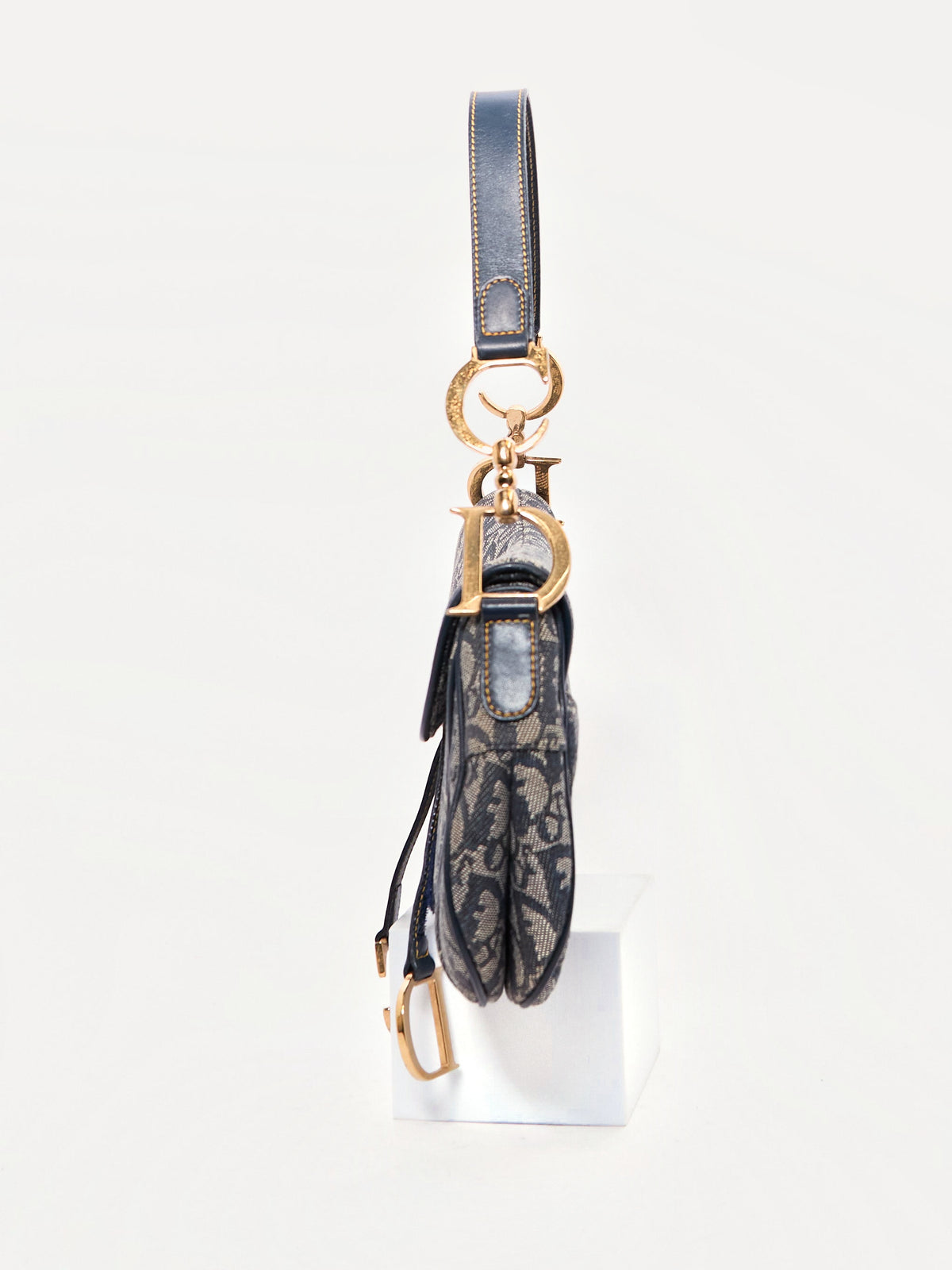 90's Christian Dior Saddle Blue Trotter Shoulder Bag