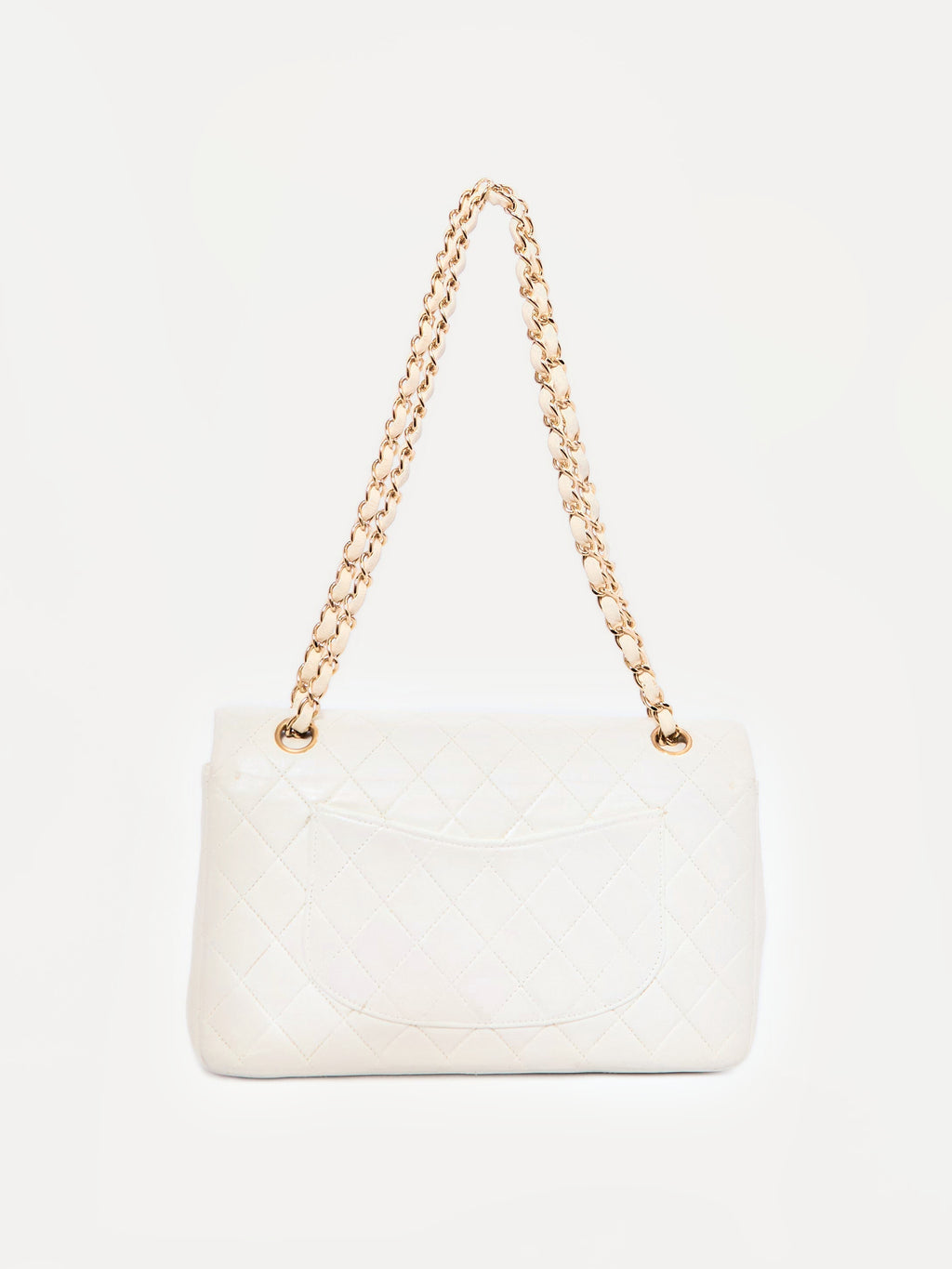 Chanel White Lambskin Double Flap Bag 24K Hardware