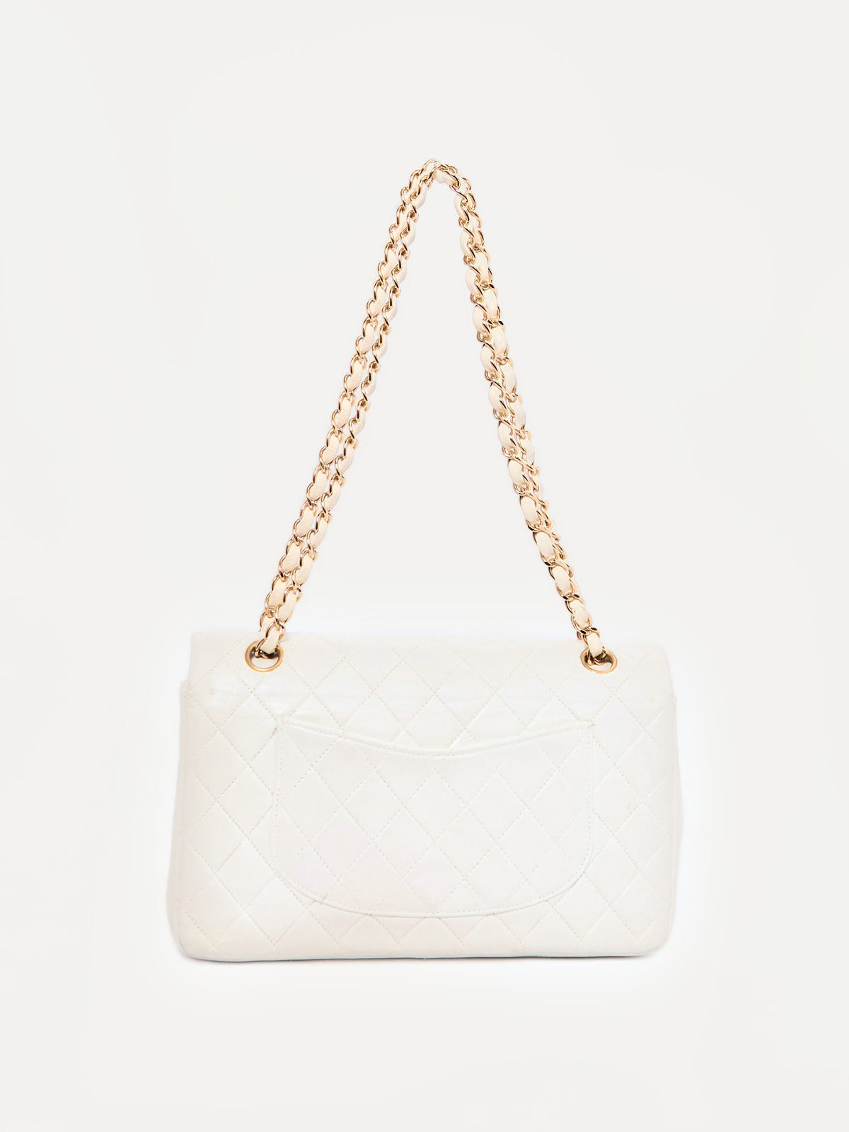 Chanel White Lambskin Double Flap Bag 24K Hardware