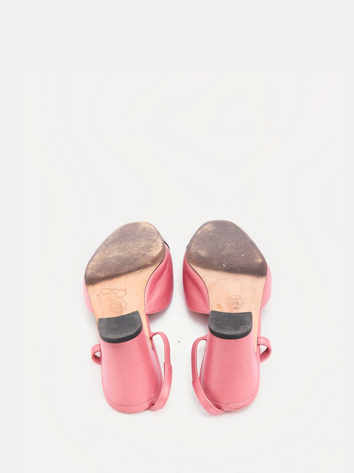 Chanel Pink Black Cap Toe Slingbacks 39