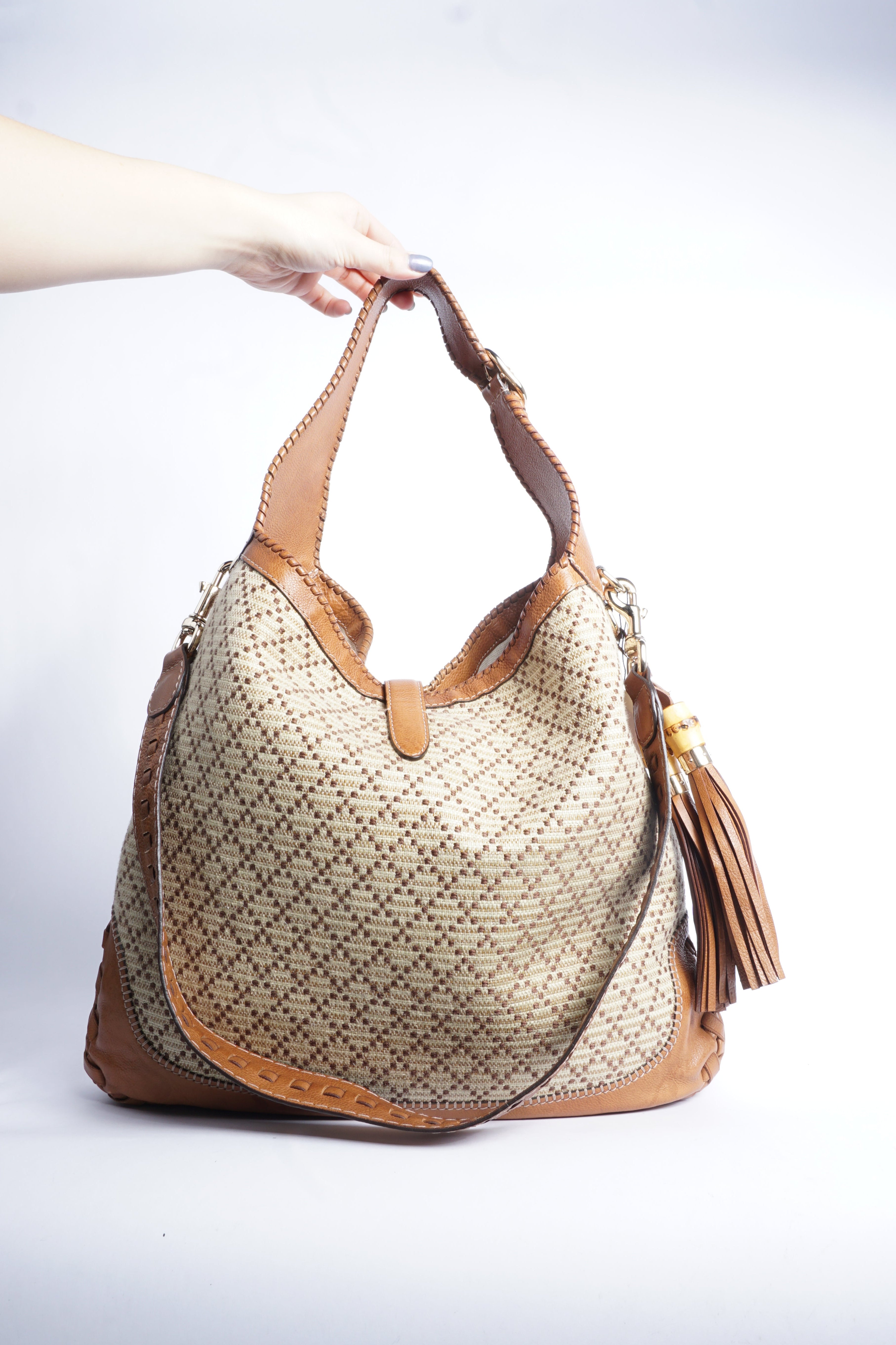 Gucci Jackie Diamante Bamboo Tassel Bag