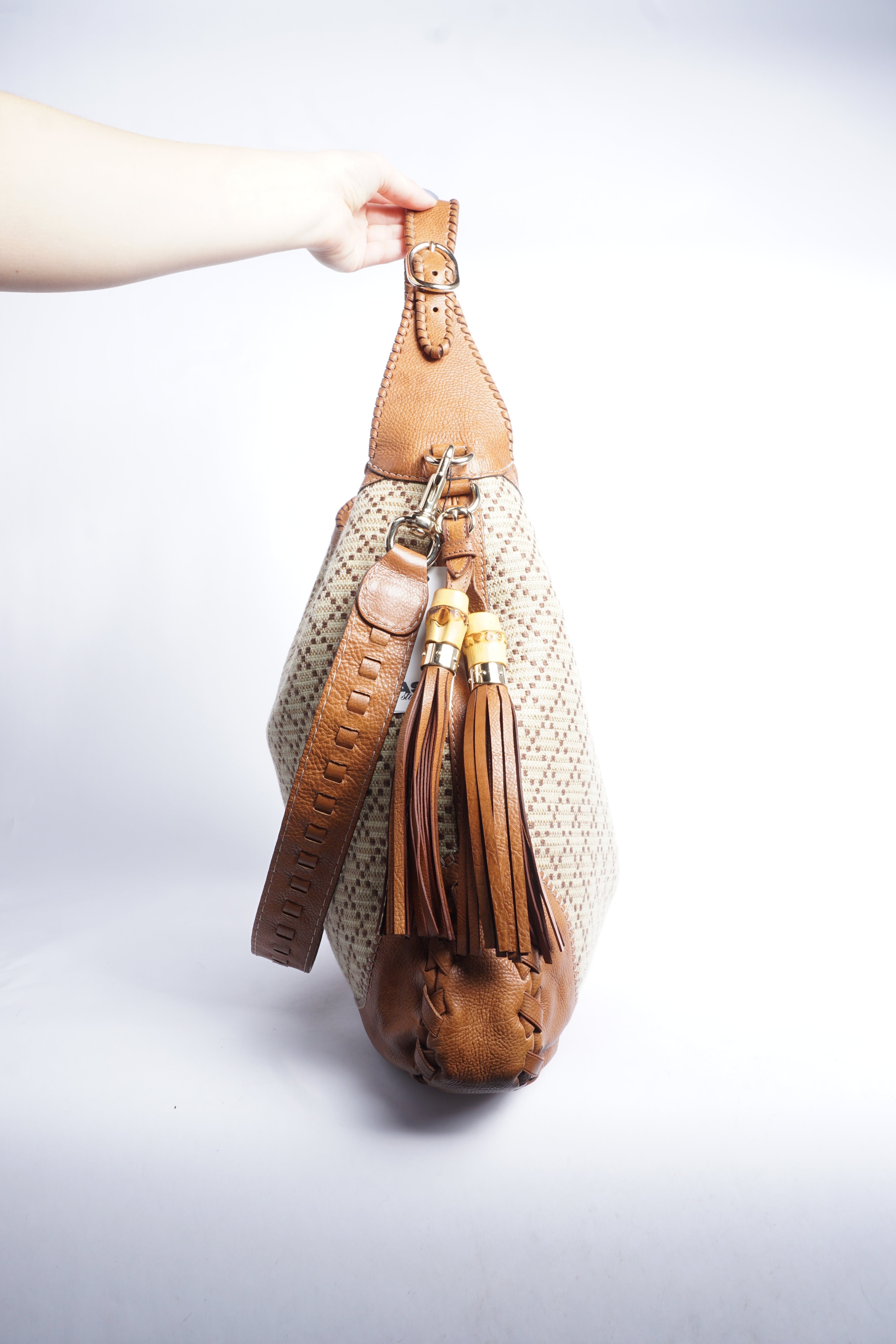 Gucci Jackie Diamante Bamboo Tassel Bag
