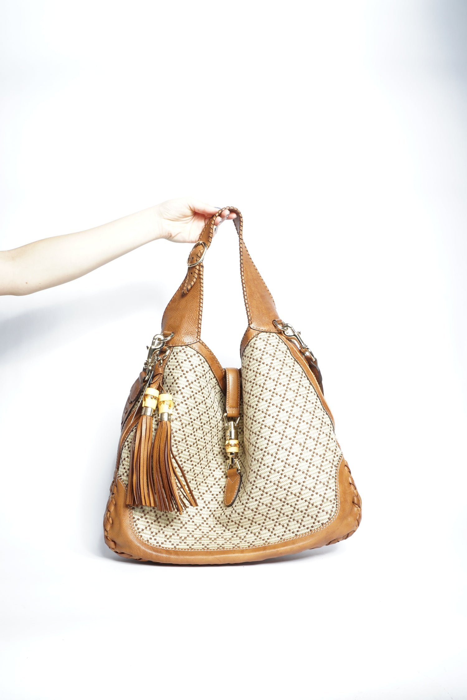 Gucci Jackie Diamante Bamboo Tassel Bag