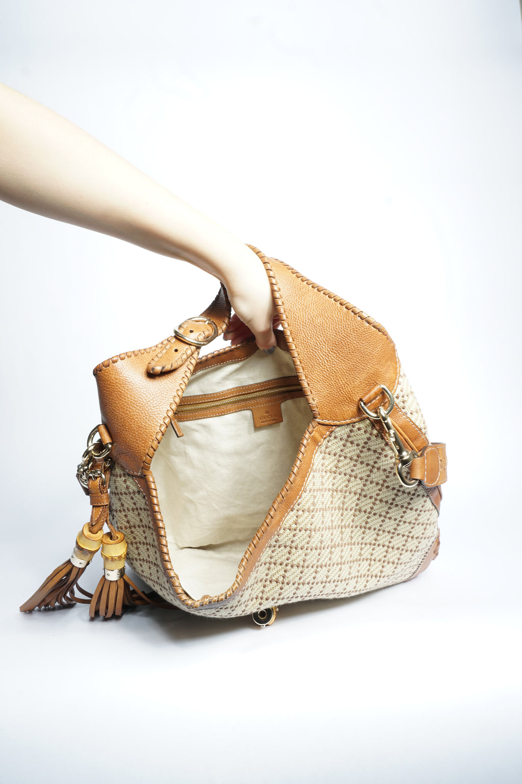 Gucci Jackie Diamante Bamboo Tassel Bag
