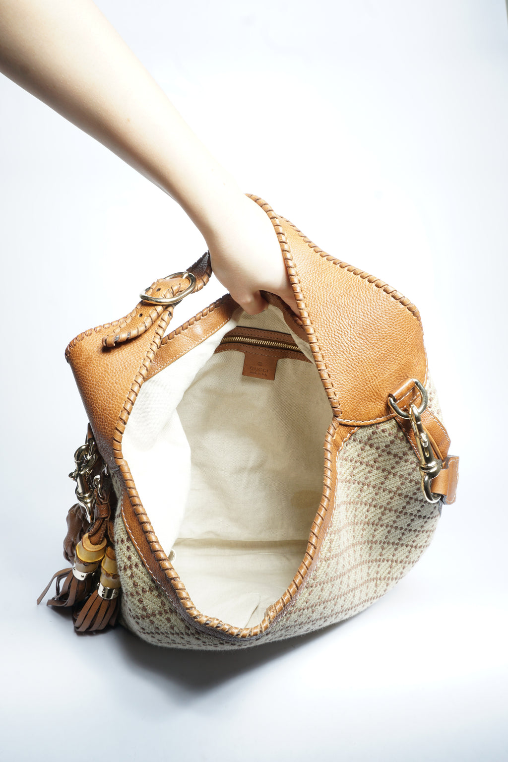 Gucci Jackie Diamante Bamboo Tassel Bag