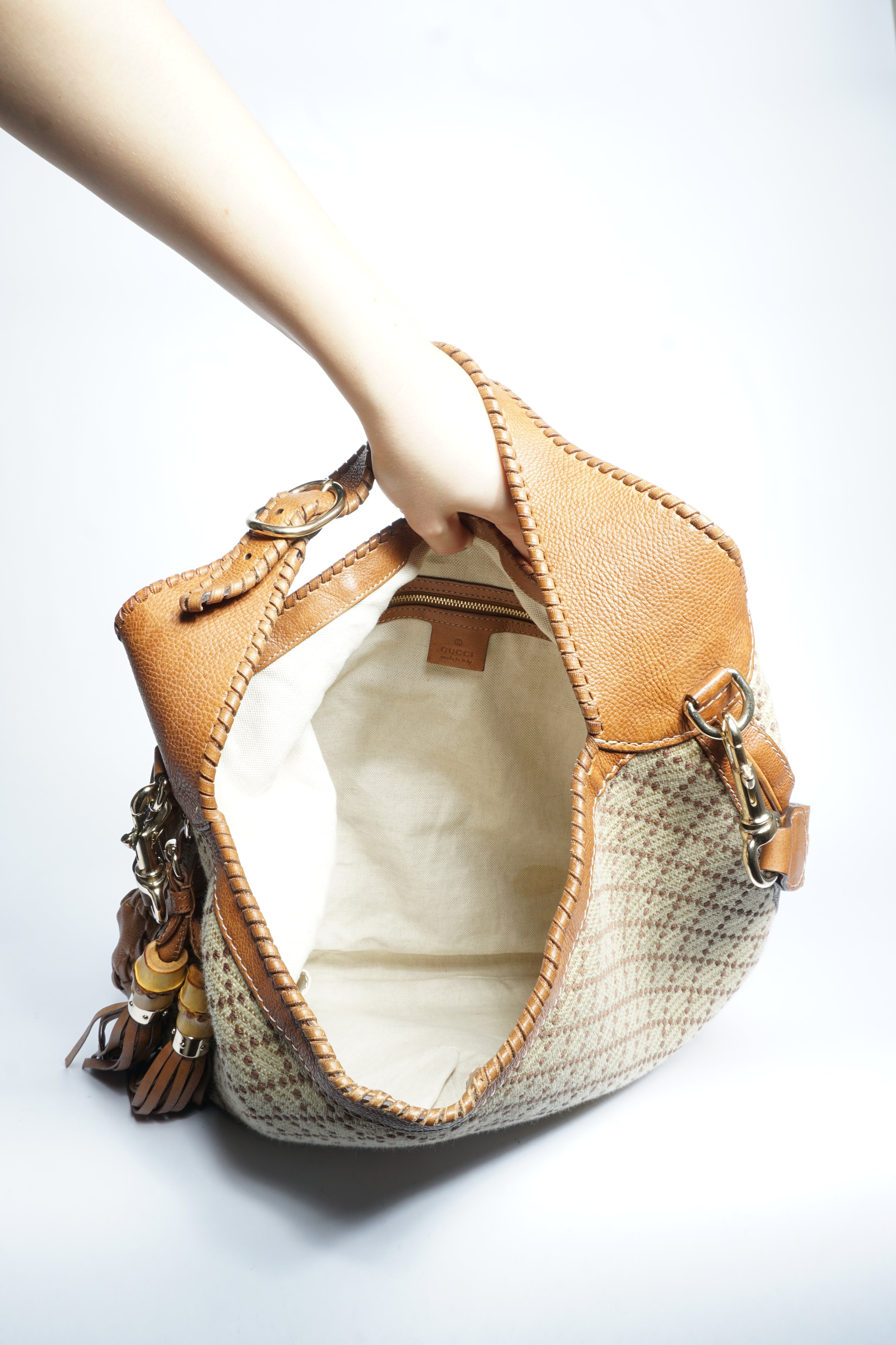 Gucci Jackie Diamante Bamboo Tassel Bag