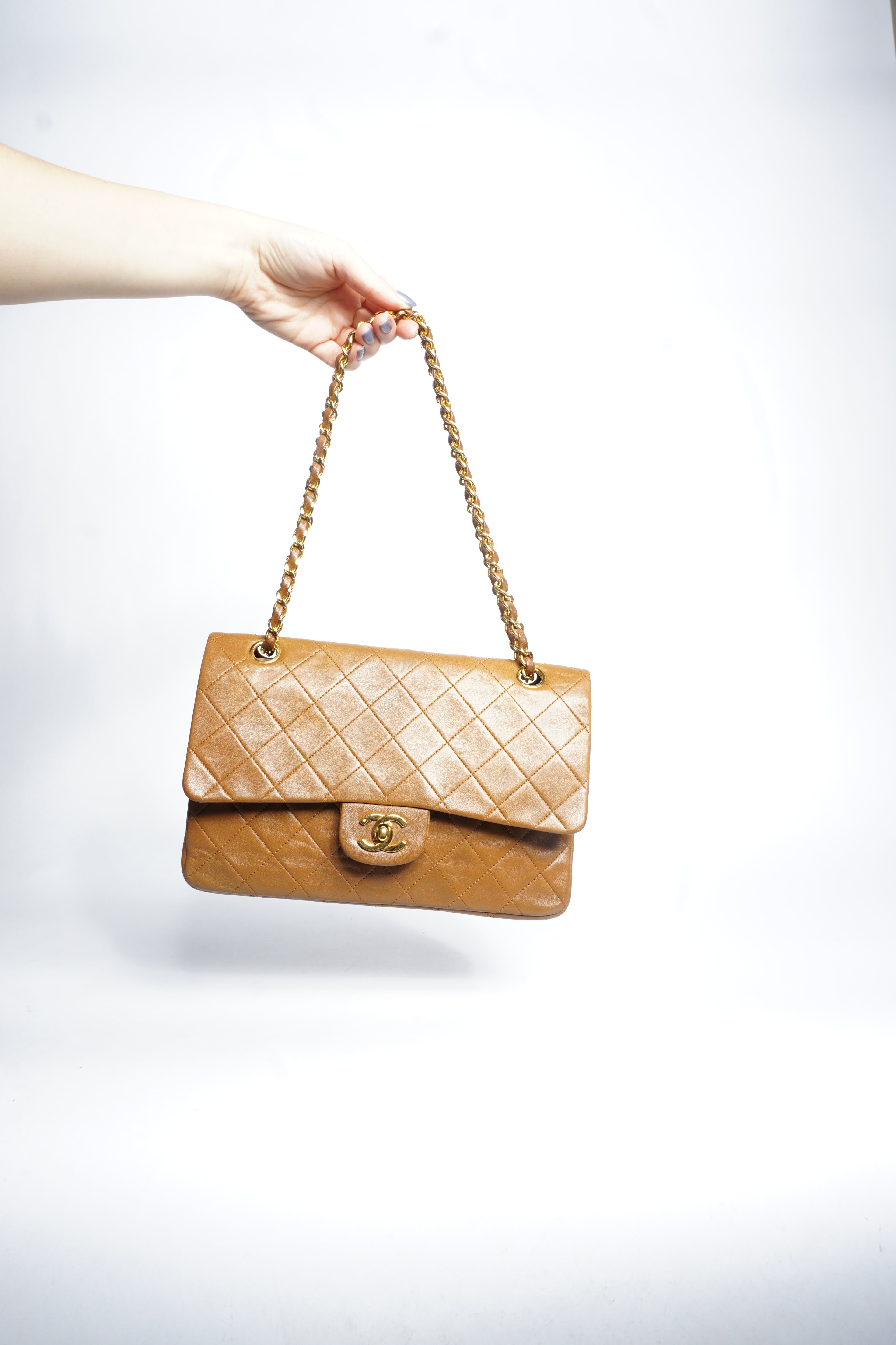 Chanel Brown Lambskin Double Flap Bag
