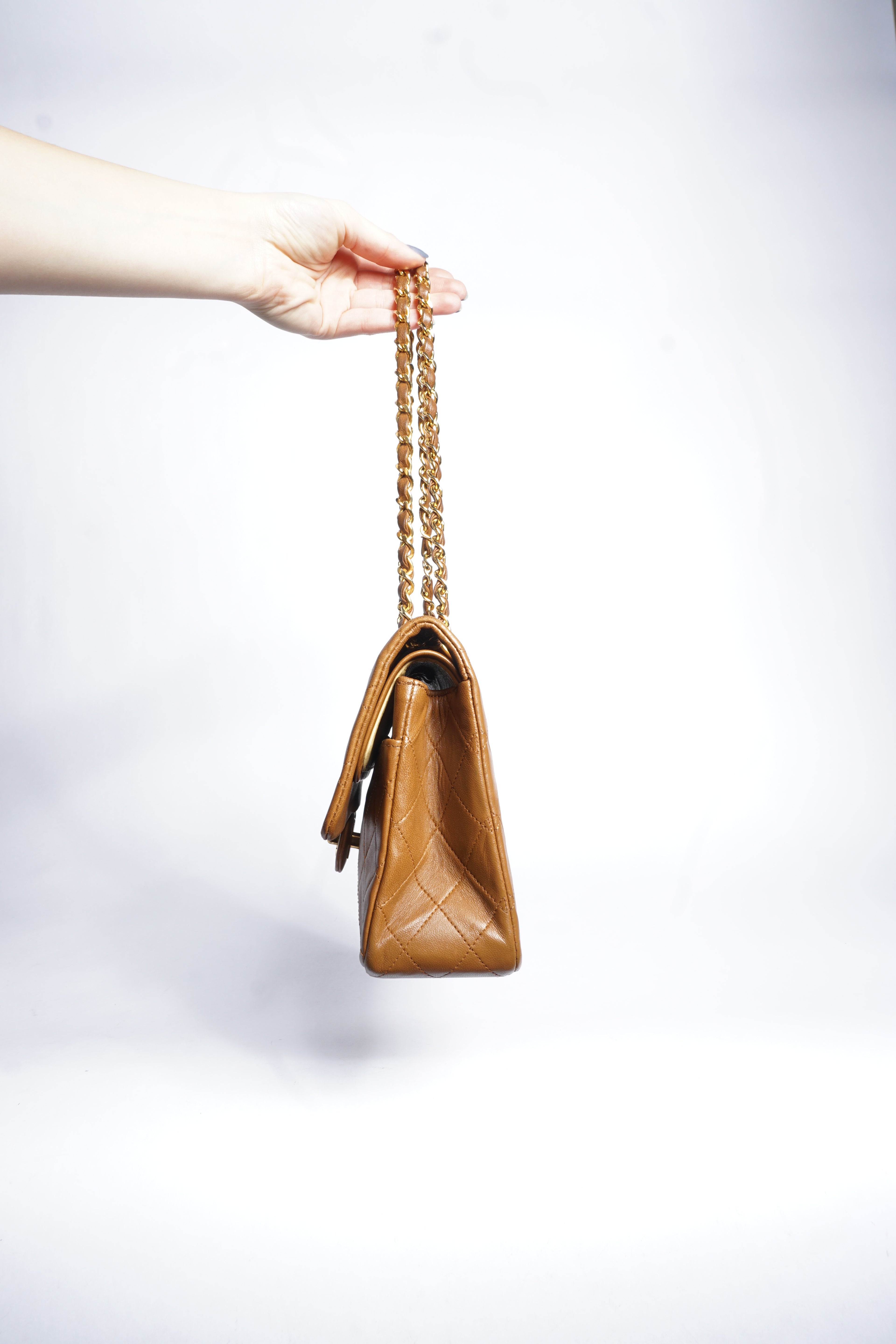 Chanel Brown Lambskin Double Flap Bag