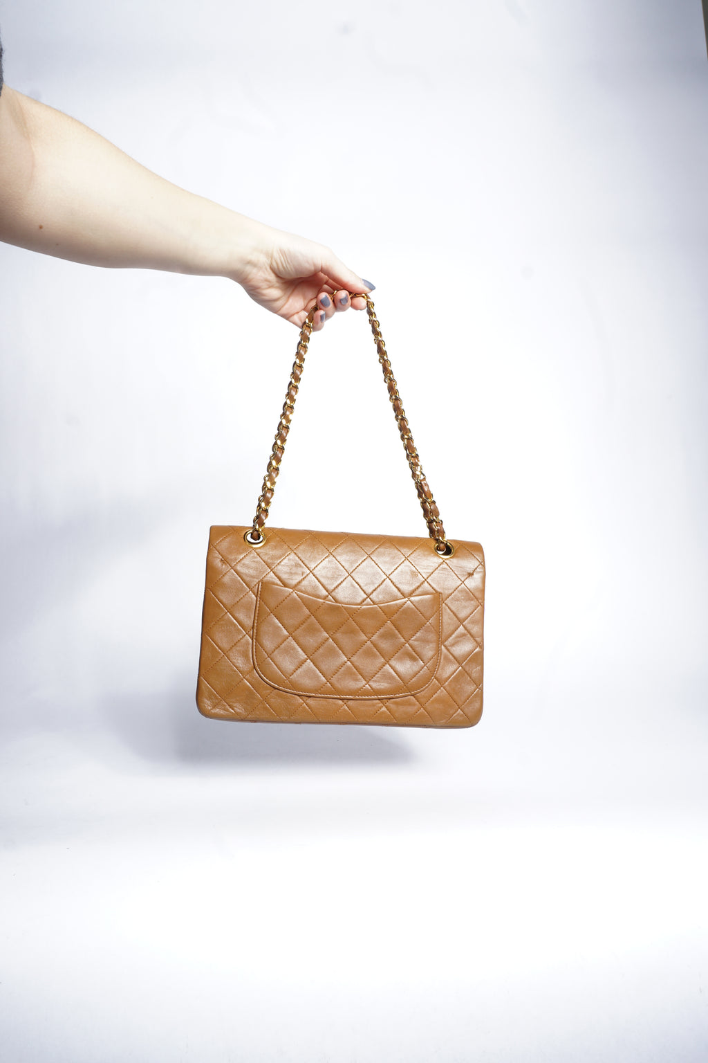 Chanel Brown Lambskin Double Flap Bag