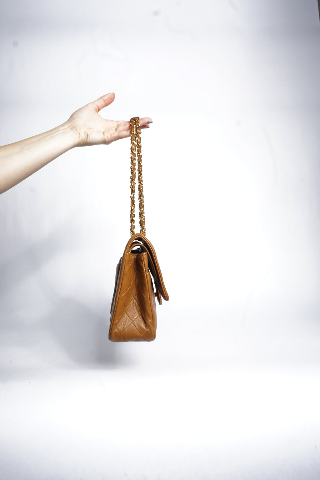 Chanel Brown Lambskin Double Flap Bag