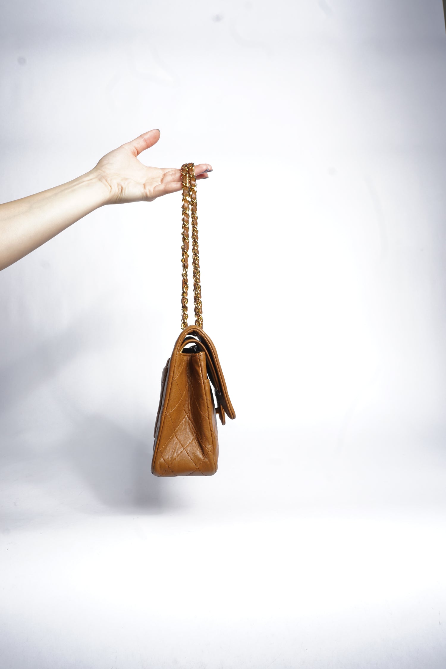 Chanel Brown Lambskin Double Flap Bag