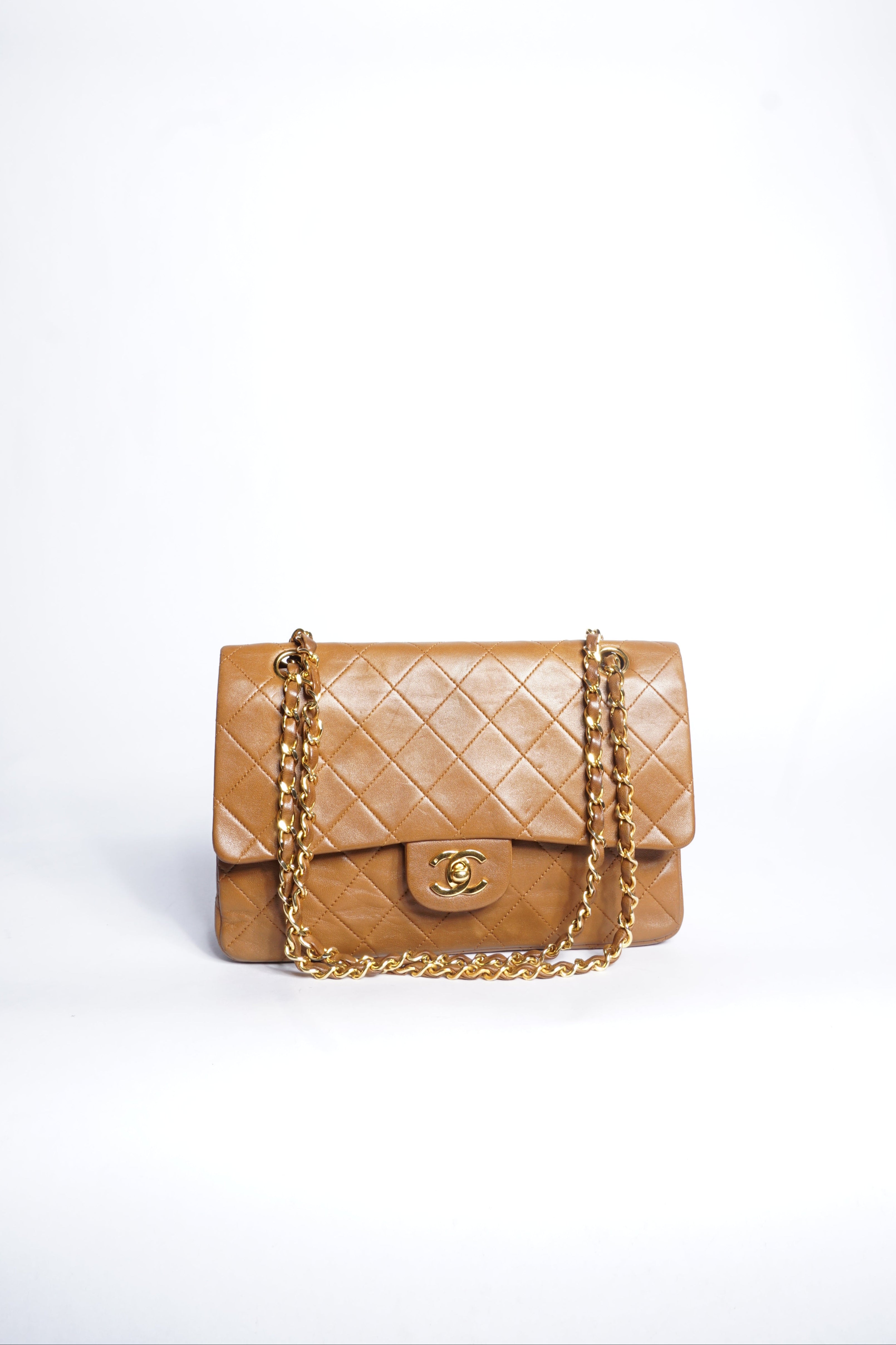 Chanel Brown Lambskin Double Flap Bag