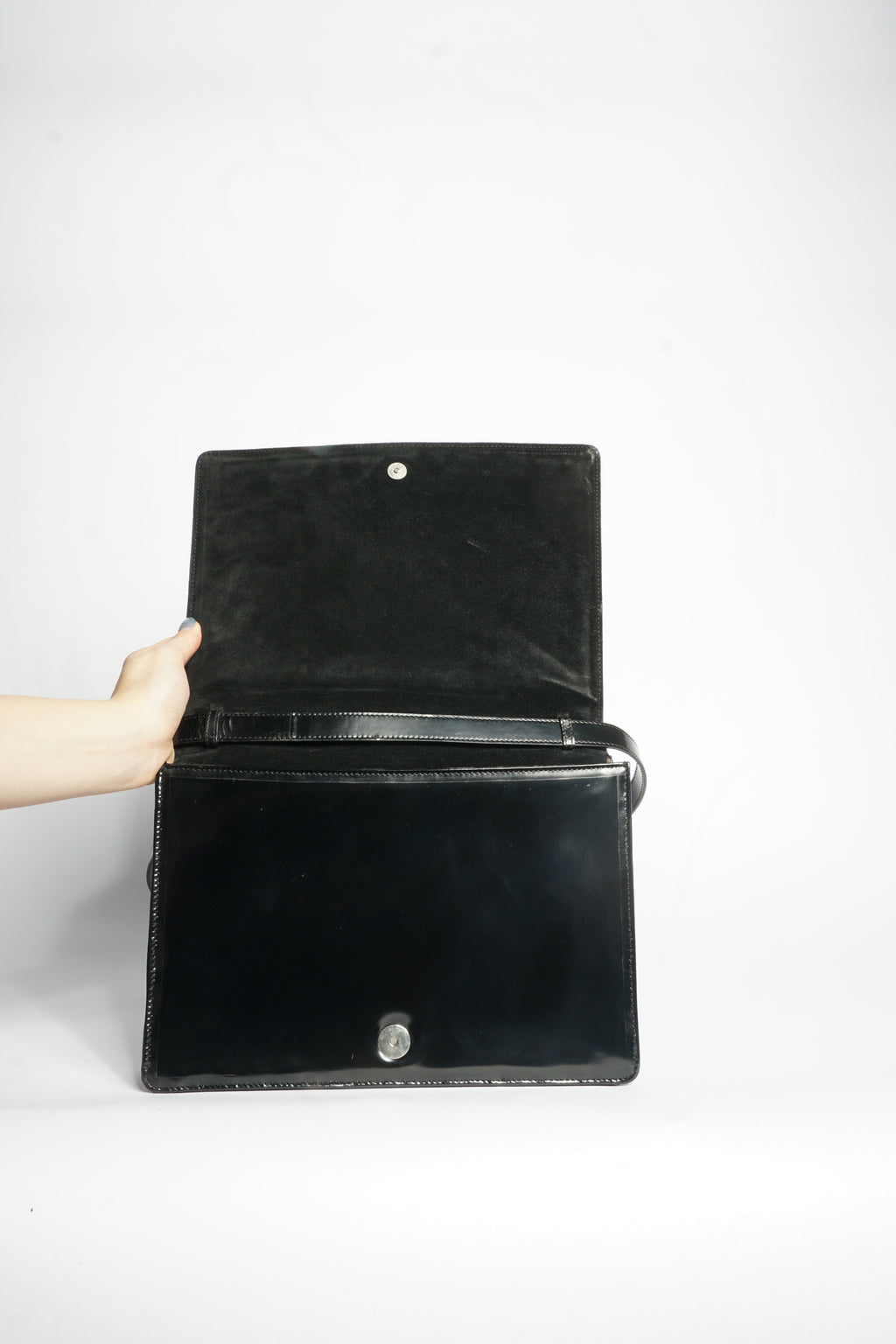Gucci Black Horsebit Patent Shoulder Bag