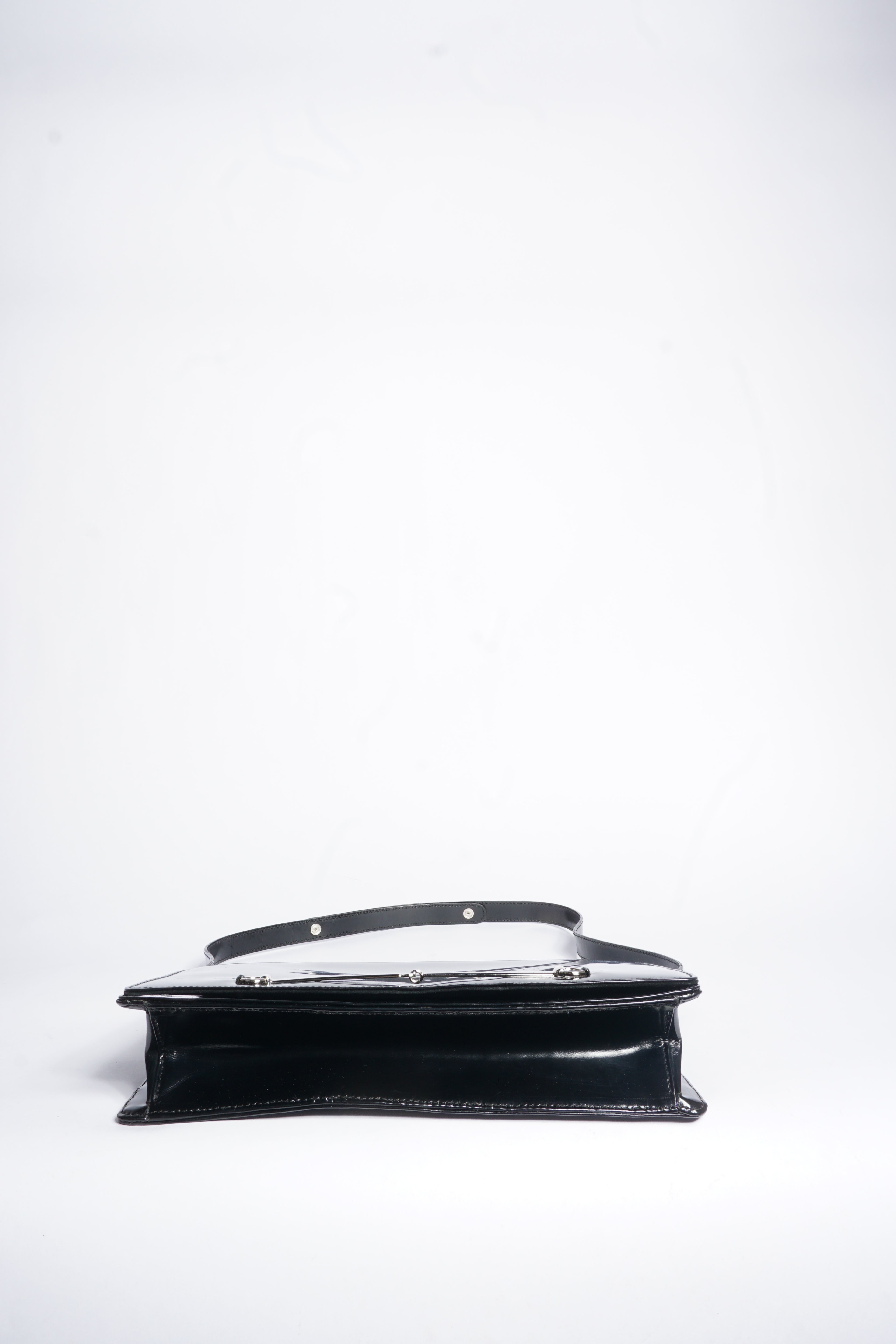 Gucci Black Horsebit Patent Shoulder Bag