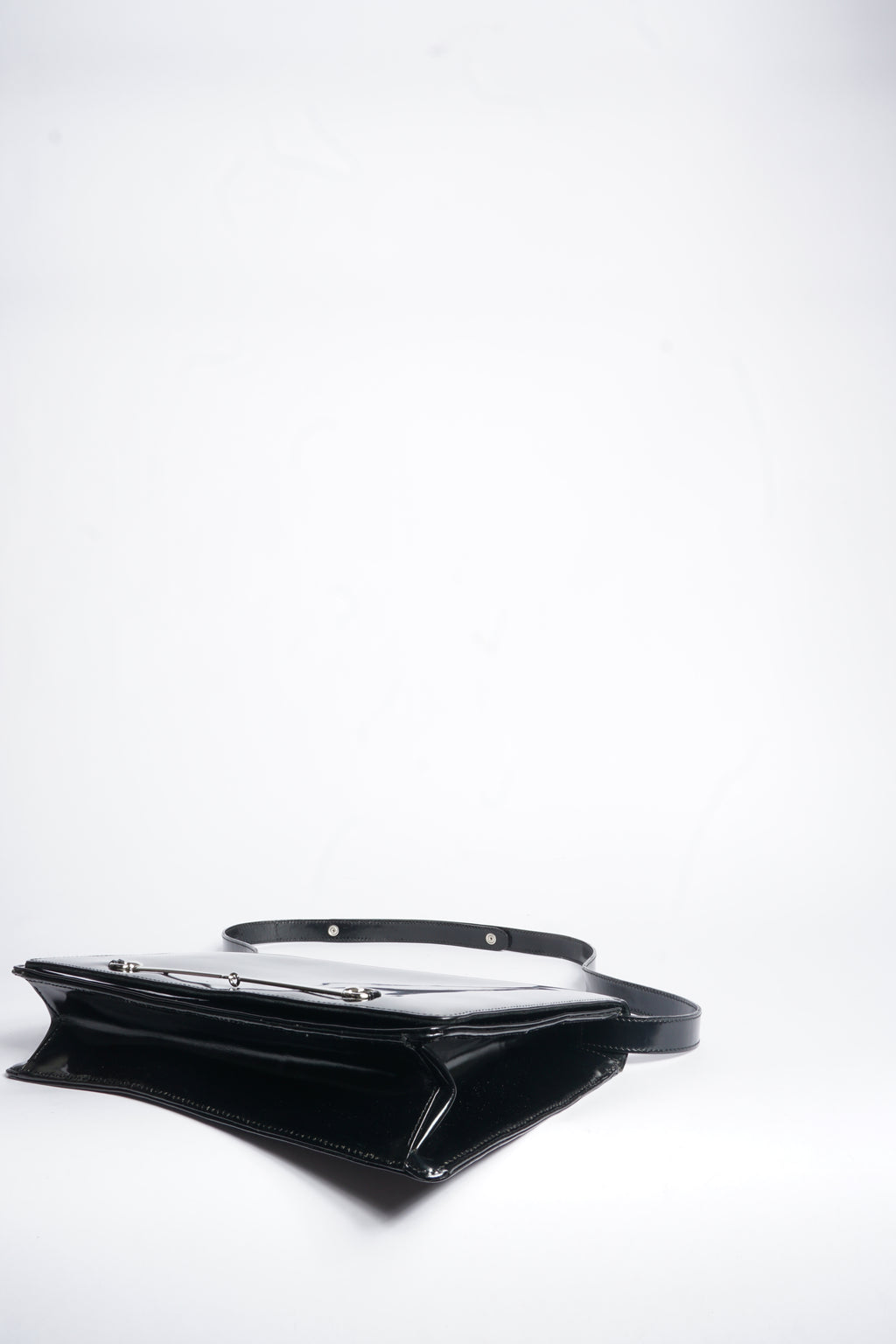 Gucci Black Horsebit Patent Shoulder Bag