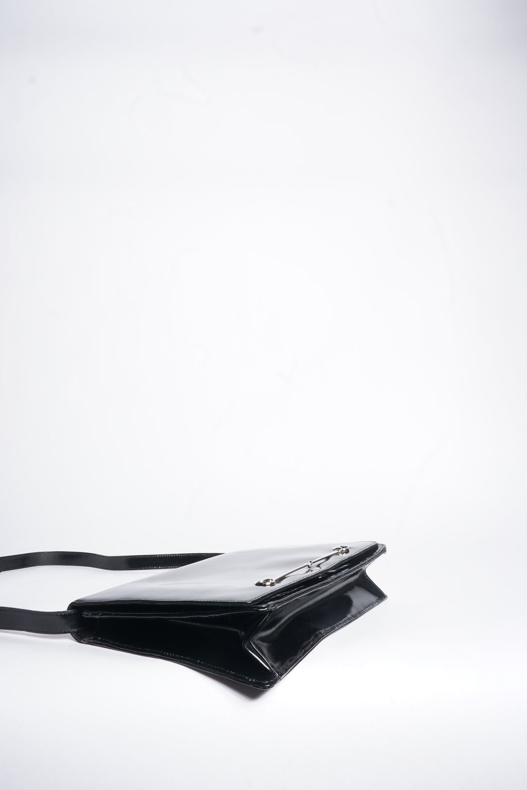 Gucci Black Horsebit Patent Shoulder Bag