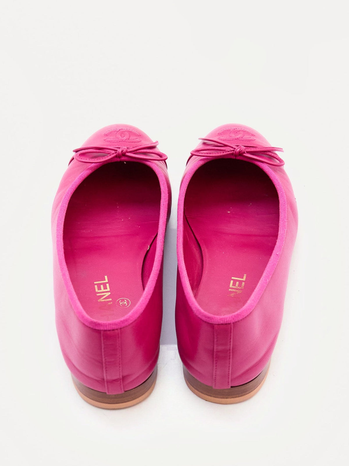 Chanel Pink Leather Flats Size 37.5