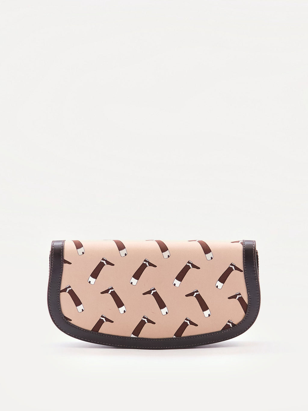 Gucci Brown Boot Printed Horsebit Leather Clutch Bag