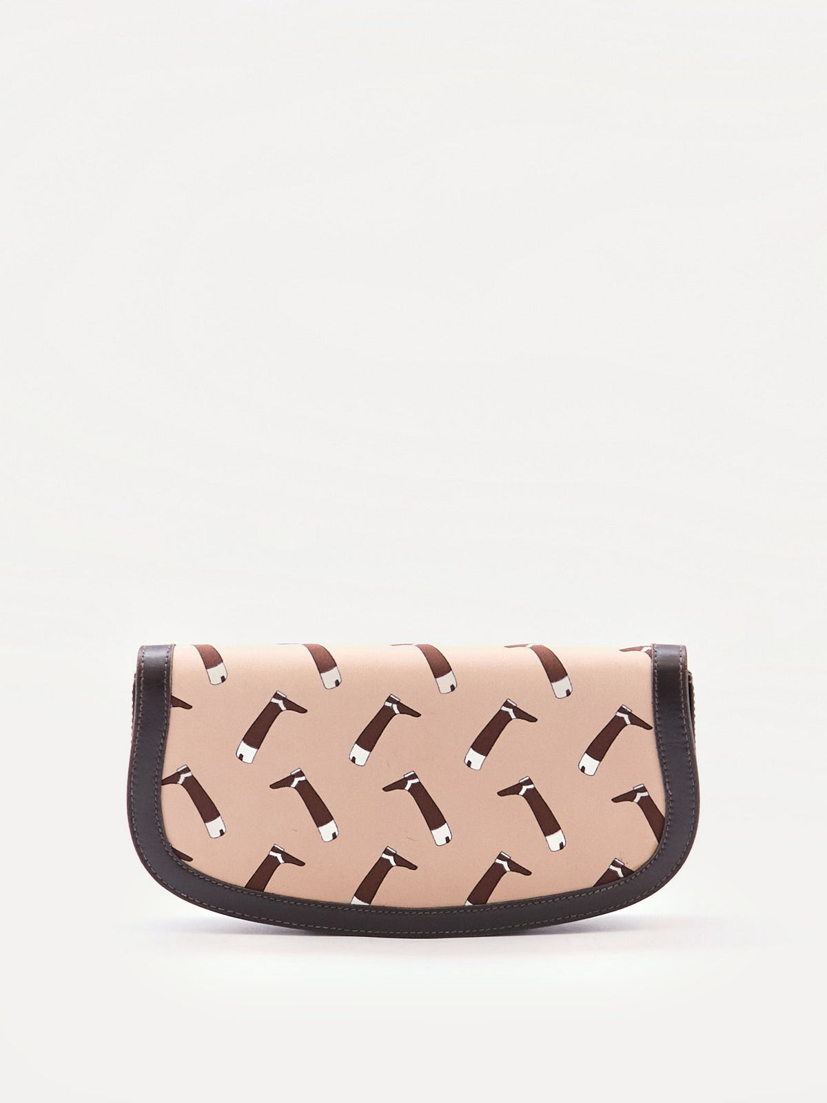 Gucci Brown Boot Printed Horsebit Leather Clutch Bag