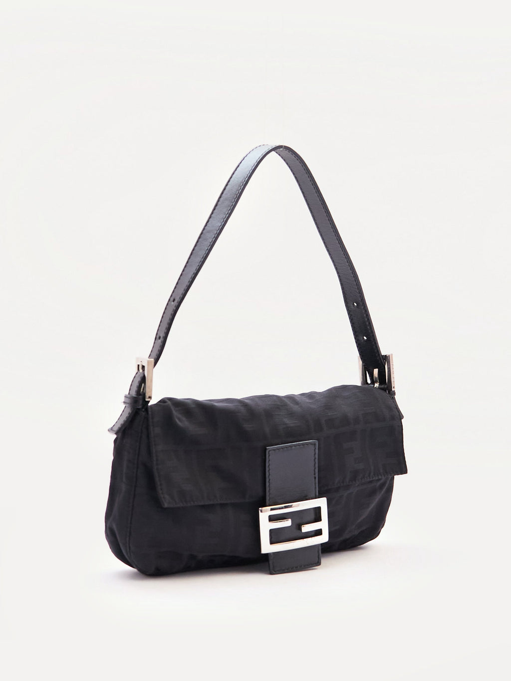 Fendi Black Zucca Monogram Print Baguette