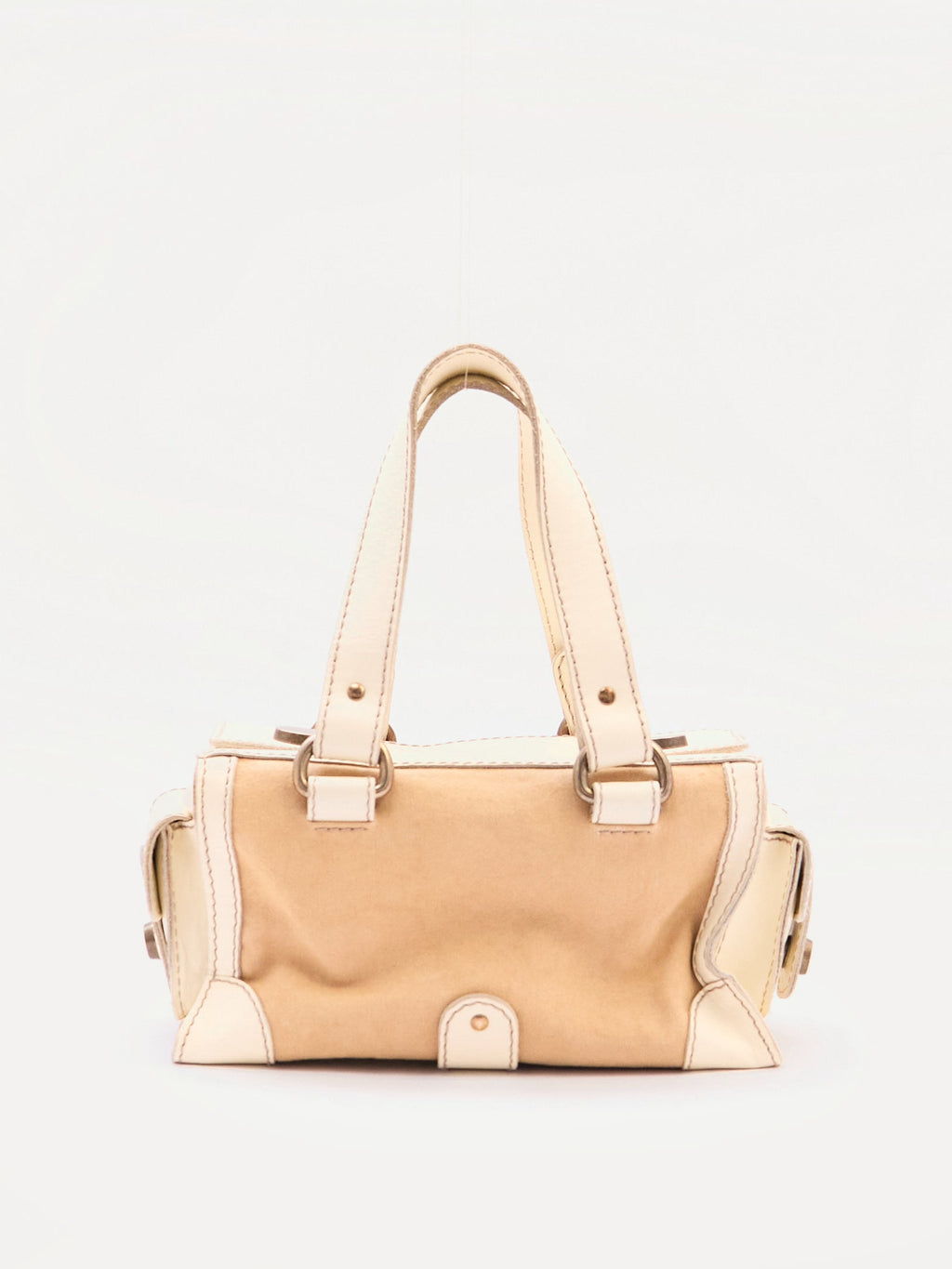 Dolce & Gabbana Cream Canvas Leather Boston Bag