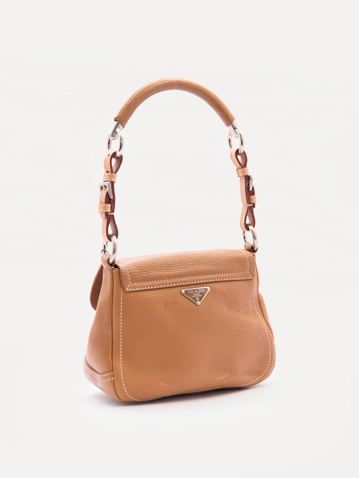Prada Vitello Ring Brown Leather Shoulder Bag