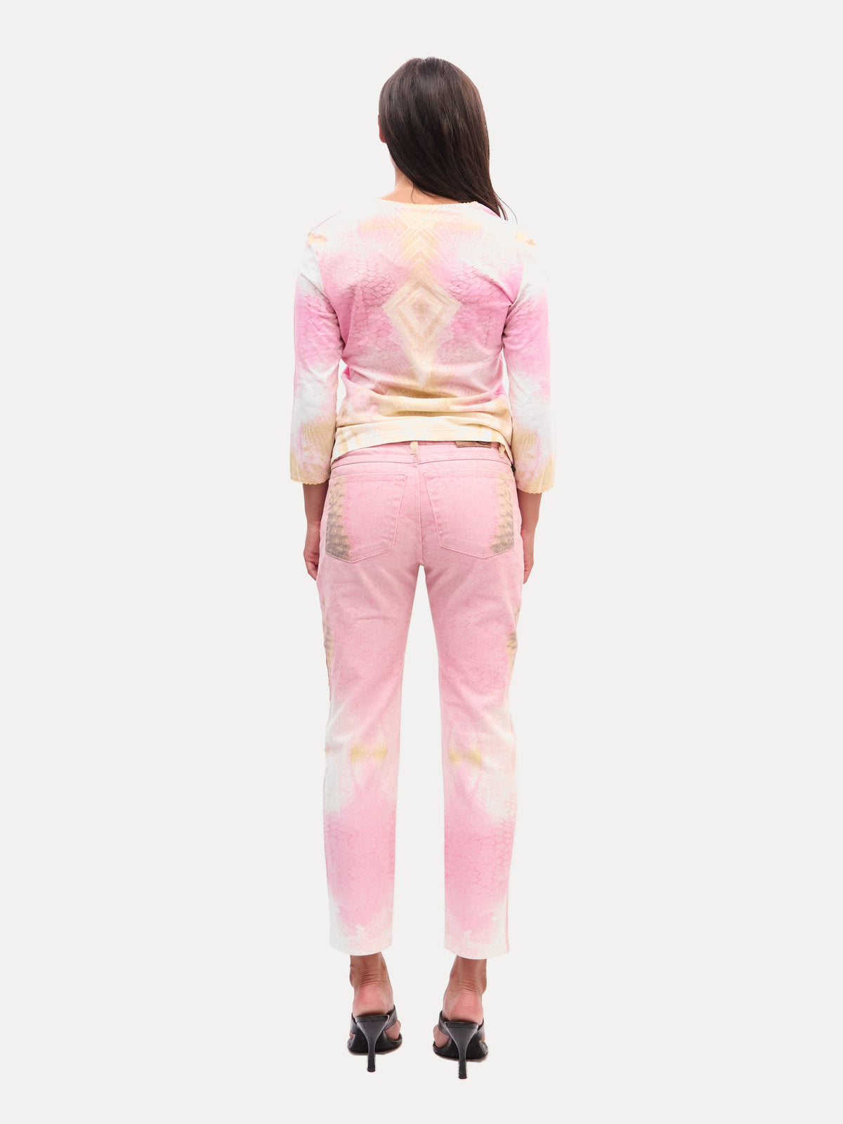 2000’s Just Cavalli Pink Snakeprint Top Jeans Set