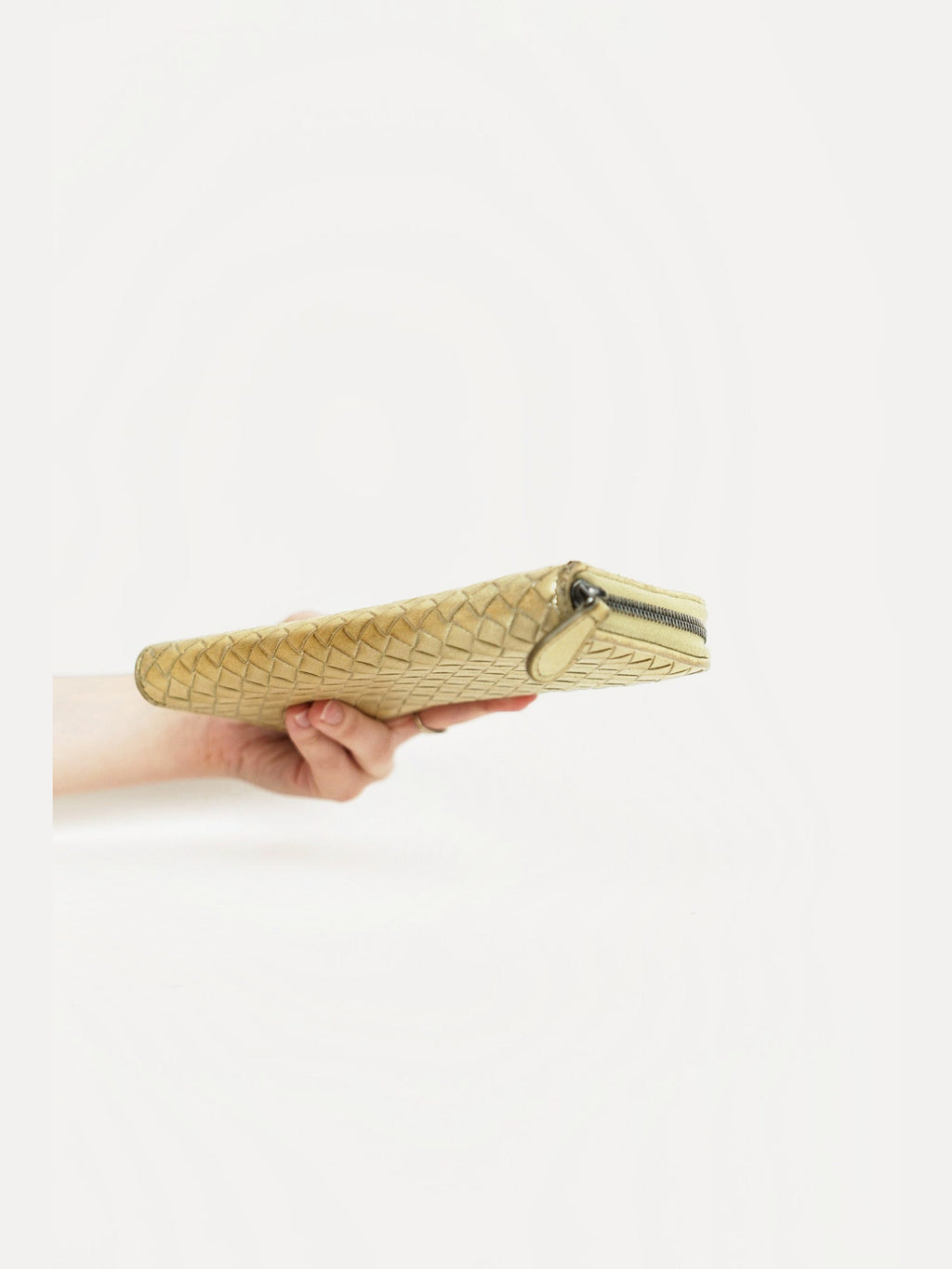 Bottega Gold Leather Weave Wallet