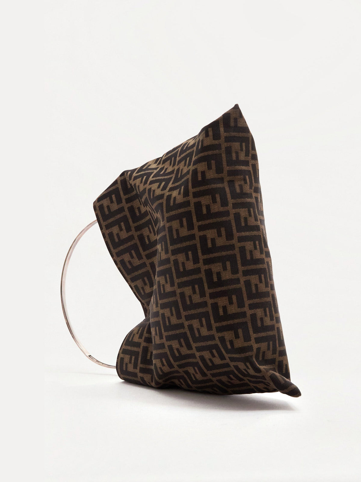 90's Fendi Brown Zucca Monogram Hoop Canvas Tote Bag