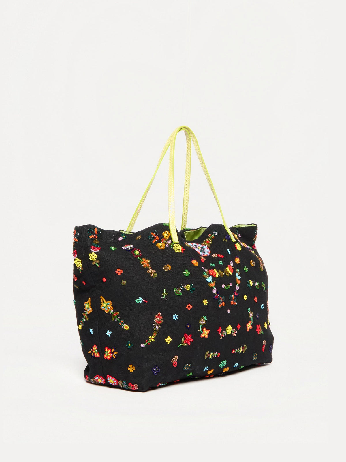 Fendi  Black Multicolor Beaded Tote Bag