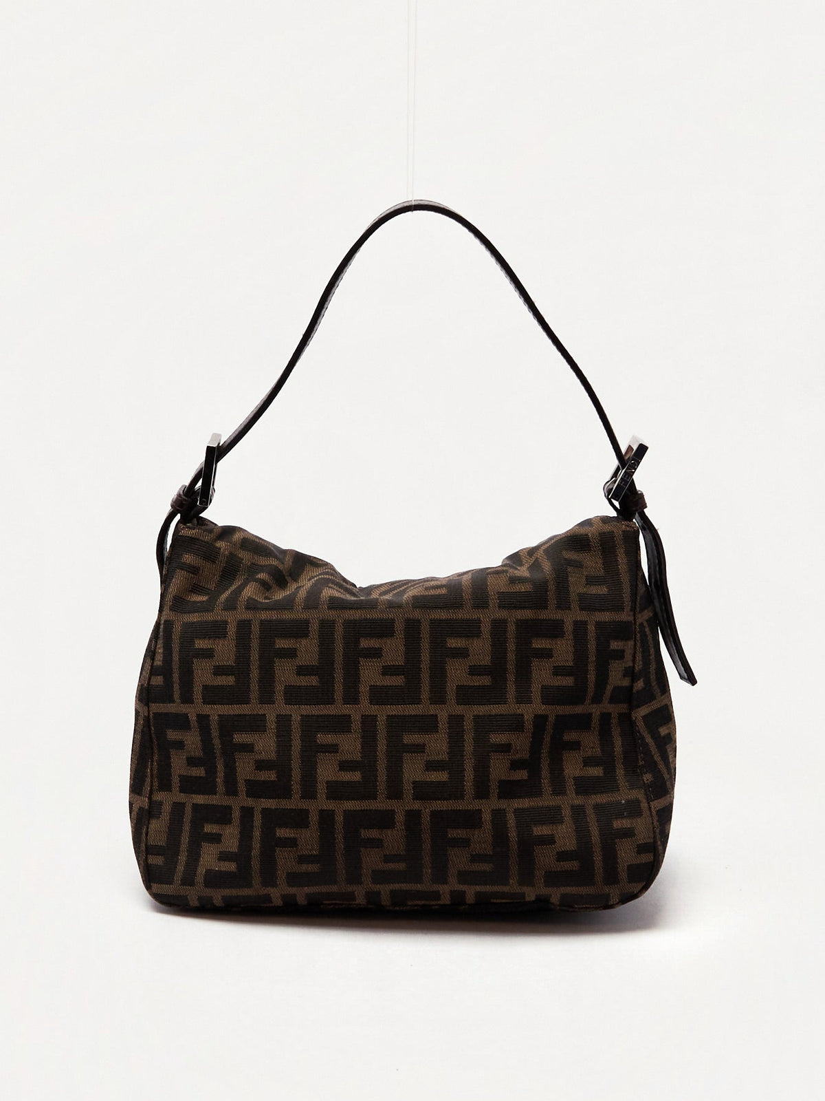 90's Fendi Mamma Foldover Baguette Brown Zucca Shoulder Bag