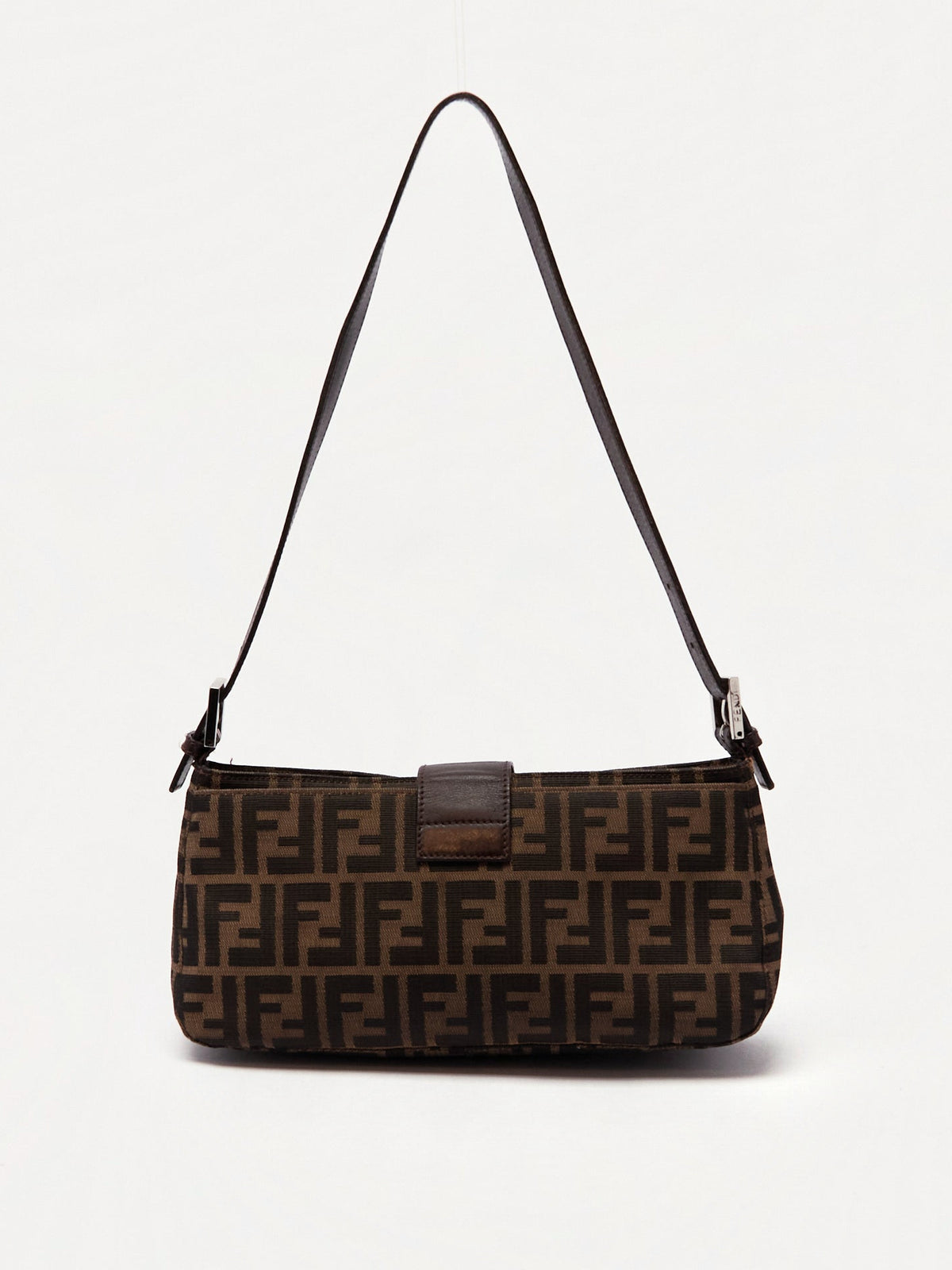 90's Fendi Mamma Baguette Brown Zucca Shoulder Bag