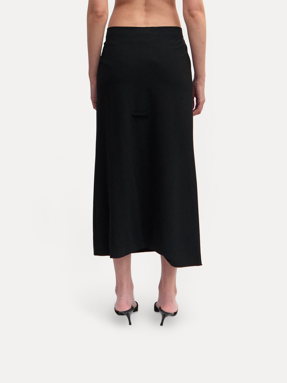 Jean Paul Gaultier Black Silk Midi Skirt