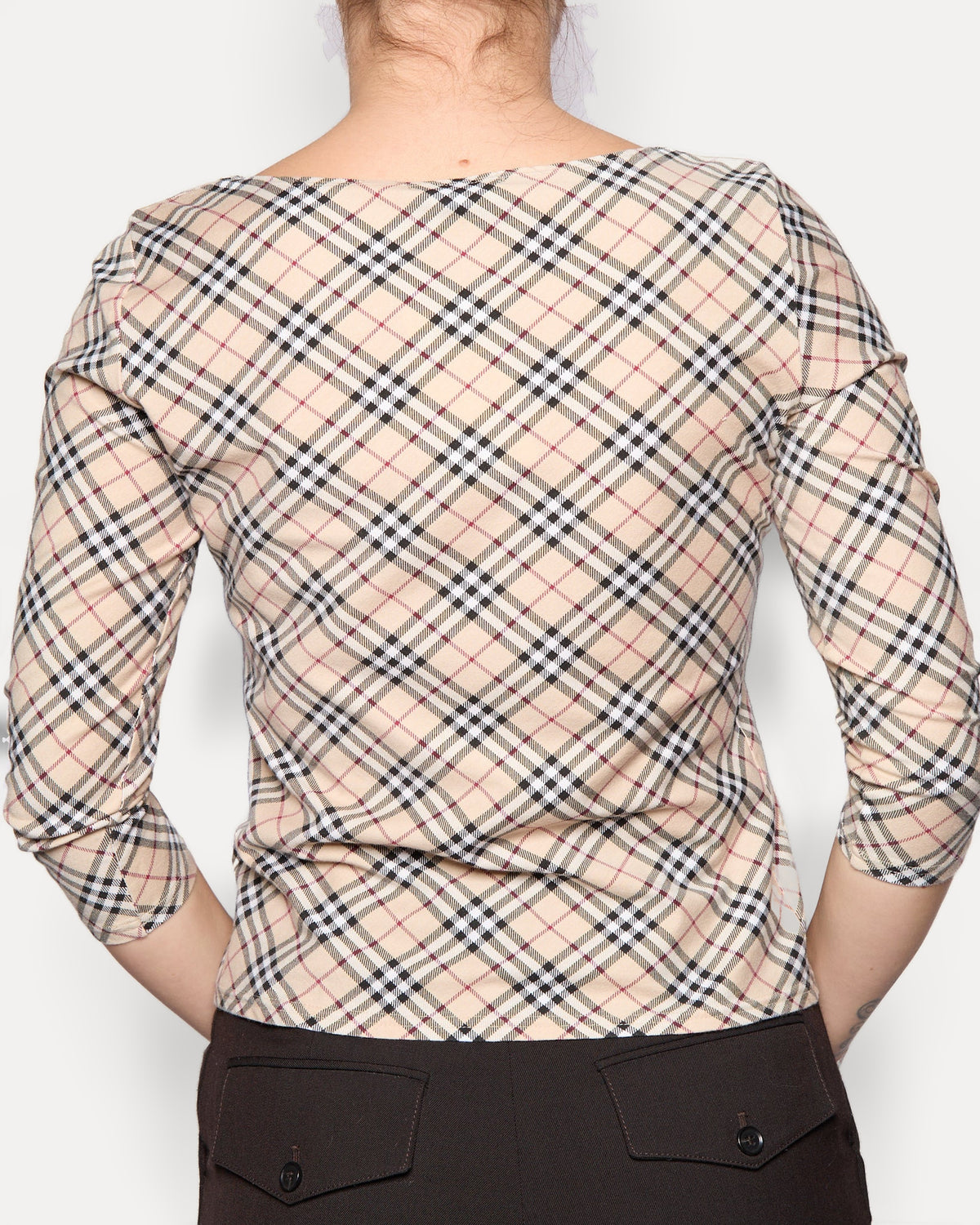 Burberry London Brown Nova Check Logo 3/4 Length Top