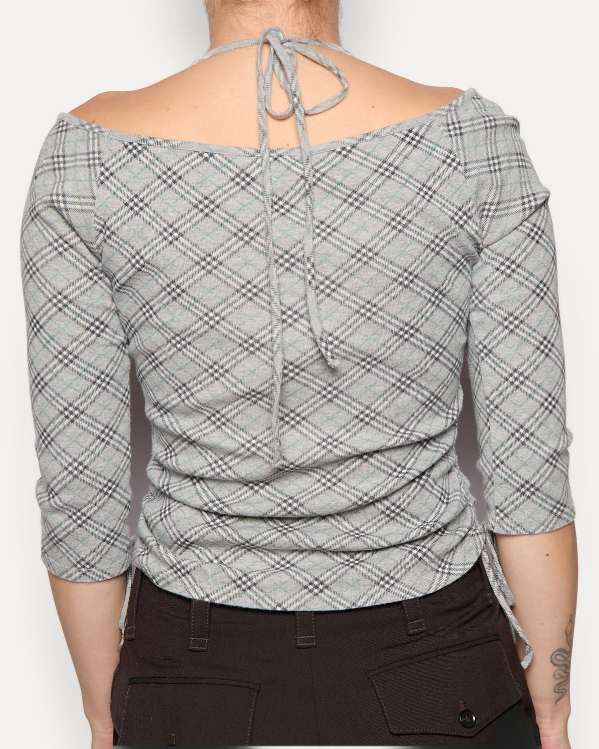 Burberry Grey Nova Check Cinch Top