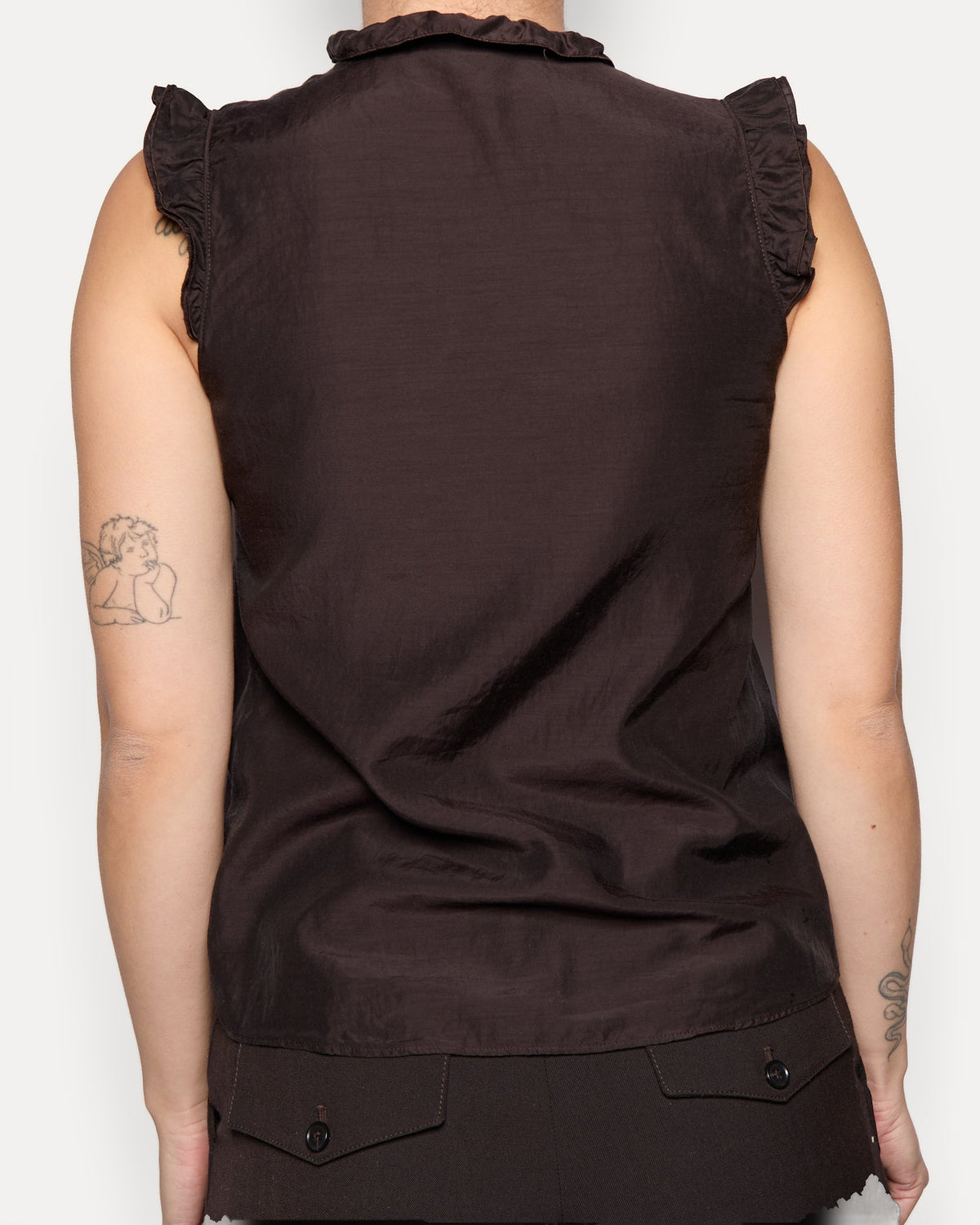Burberry Brown Ruffle Tank