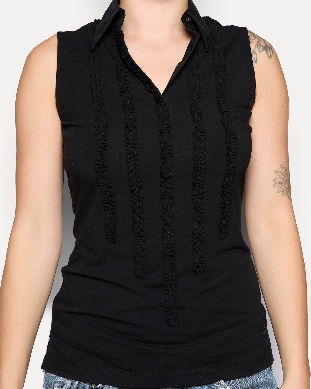 Burberry Black Ruffle Tank Top